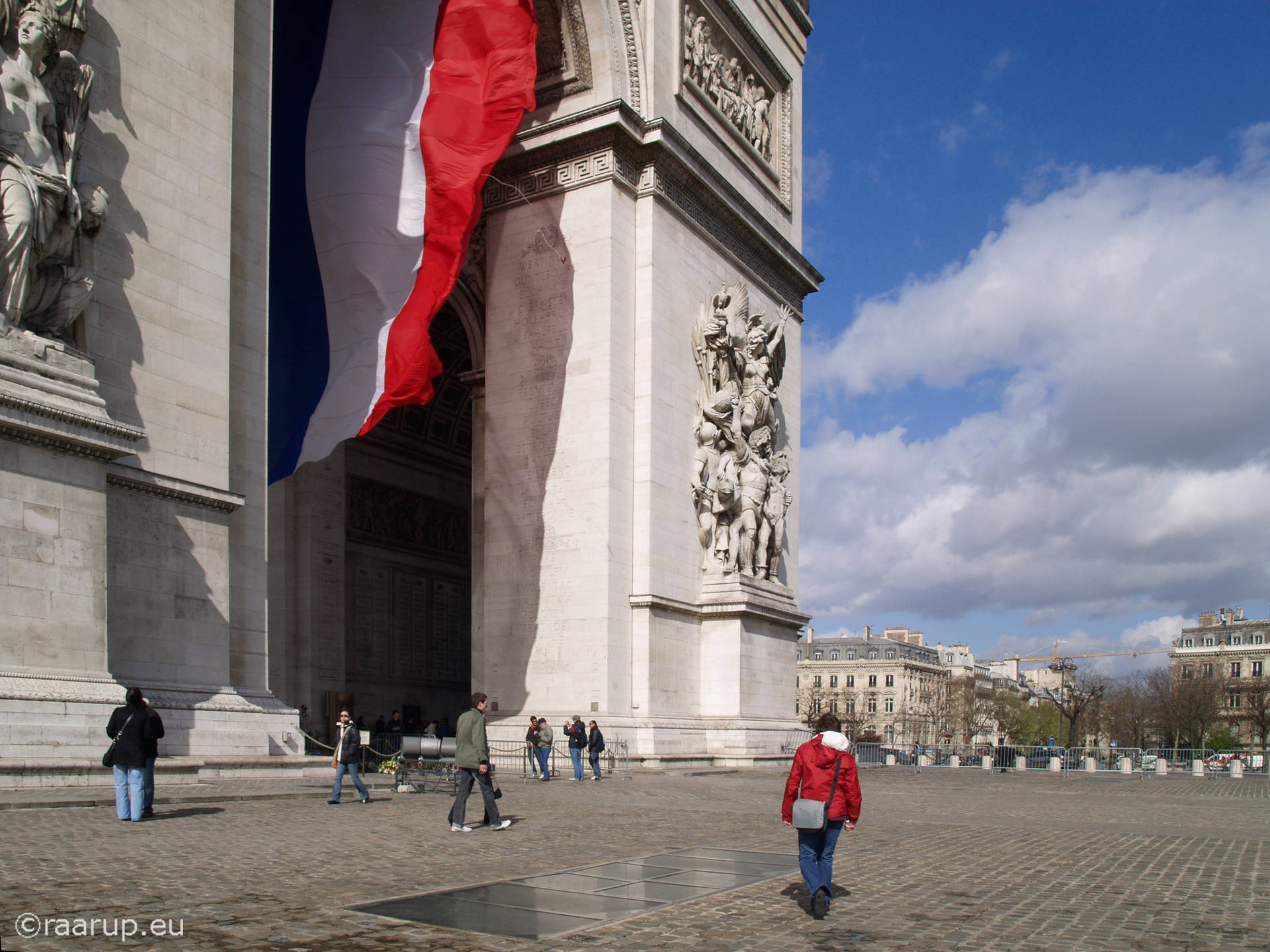 Arc De Triomphe Person Walking Background