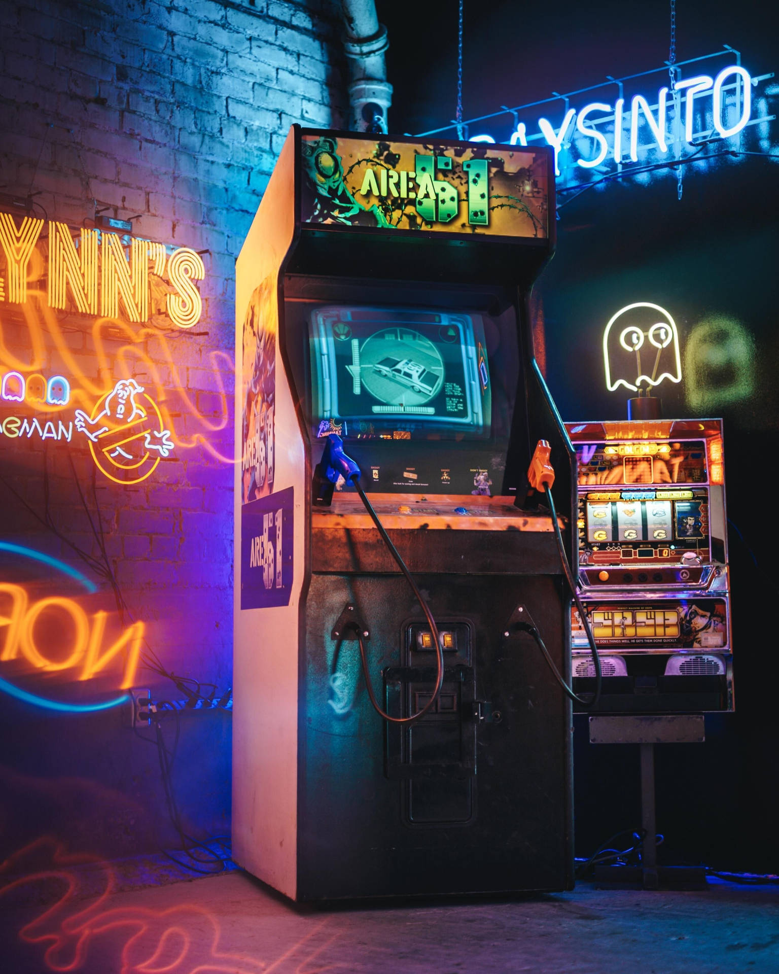 Arcade With Lights Background