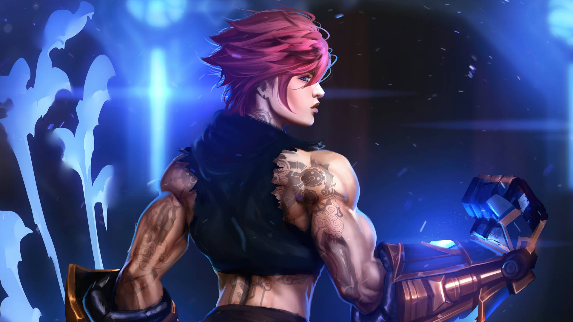 Arcane League Of Legends Muscular Vi Background