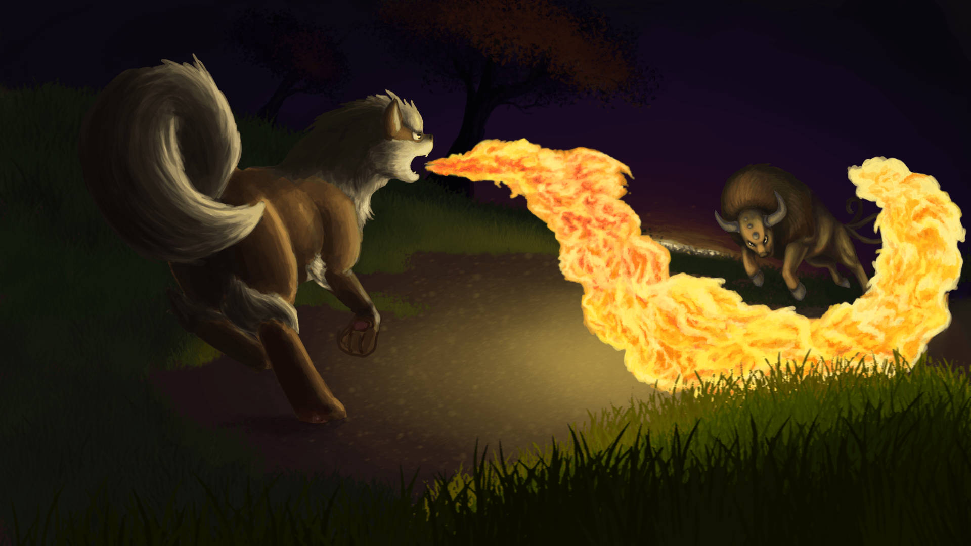 Arcanine Breathing Fire Tauros