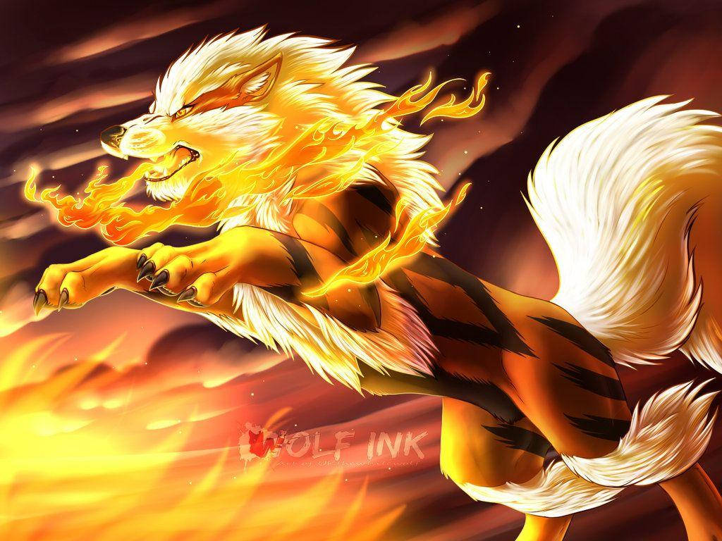 Arcanine Leaping And Breathing Fire