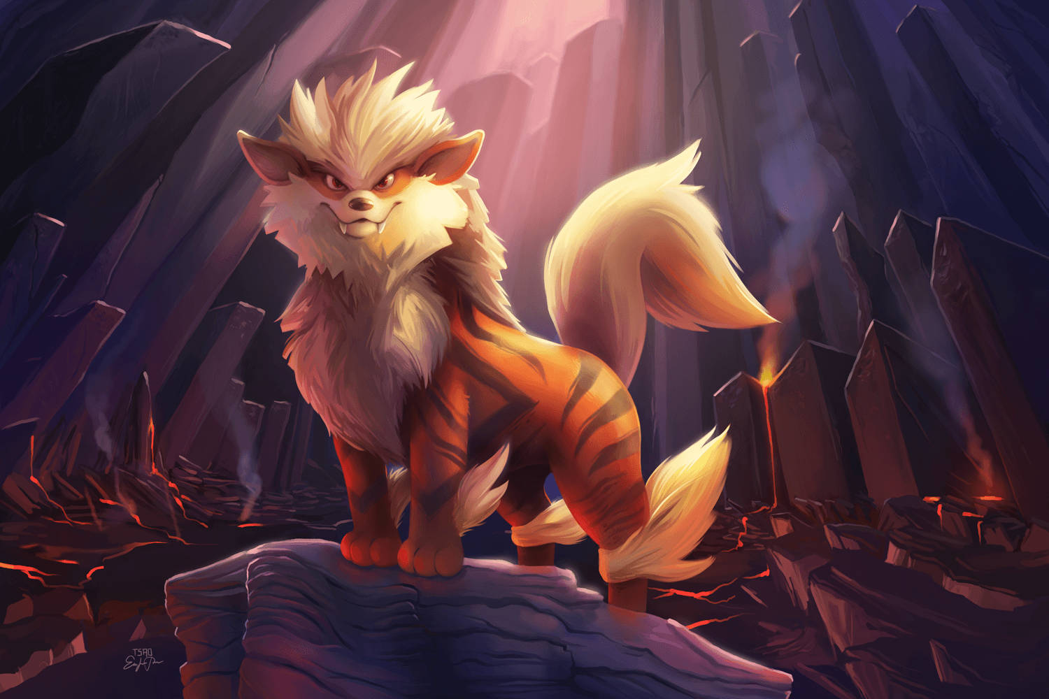 Arcanine Standing On Rock