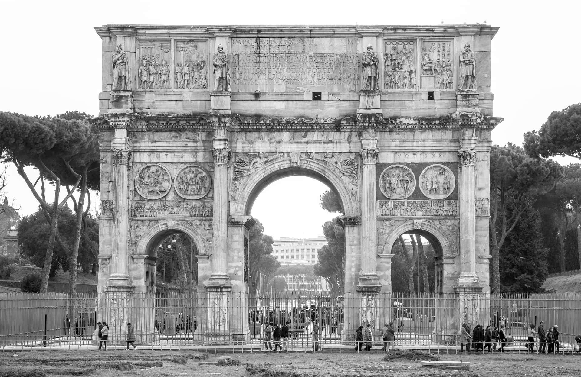 Arch Of Constantine Black And White Background