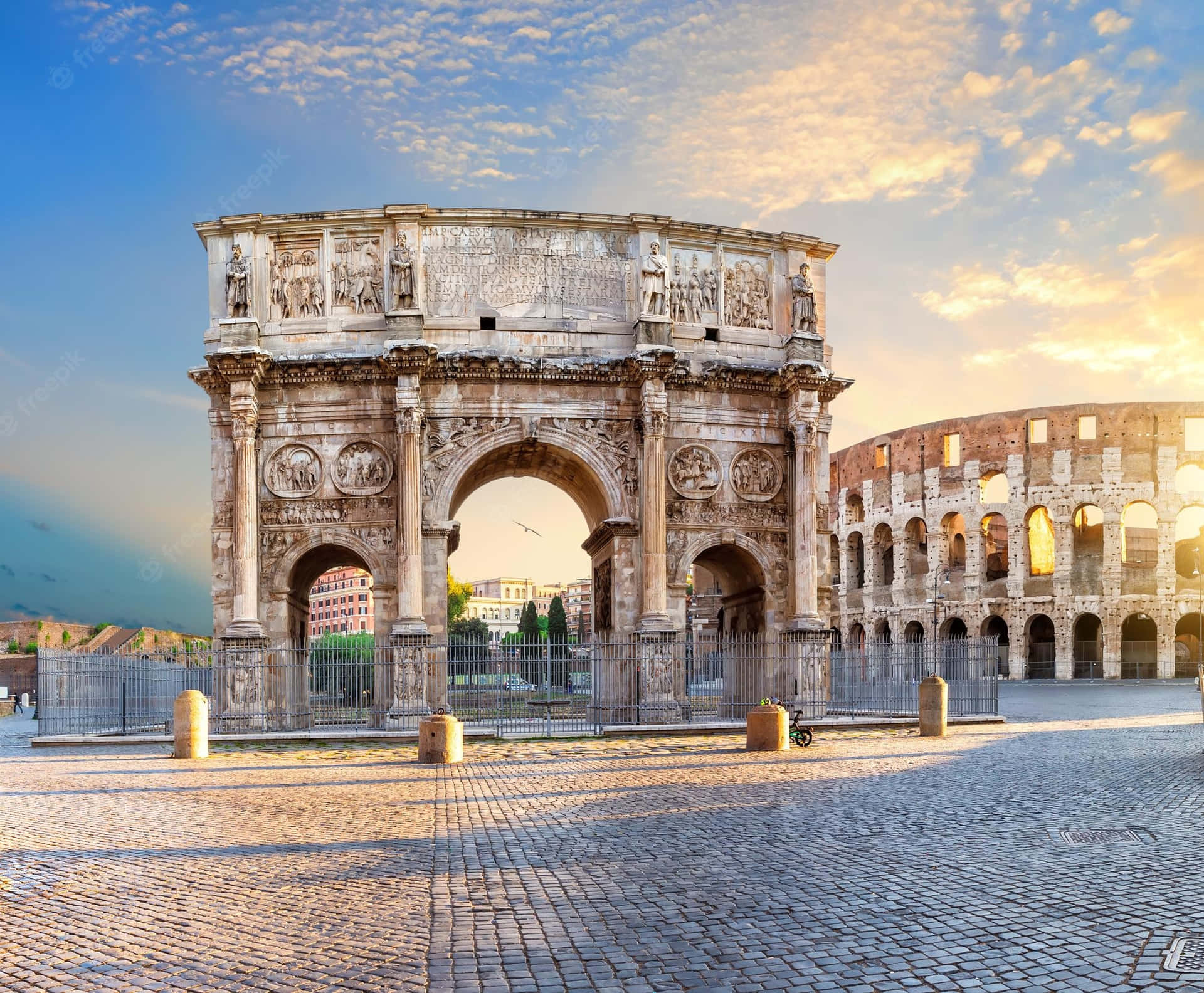 Arch Of Constantine Colosseum Front View Background