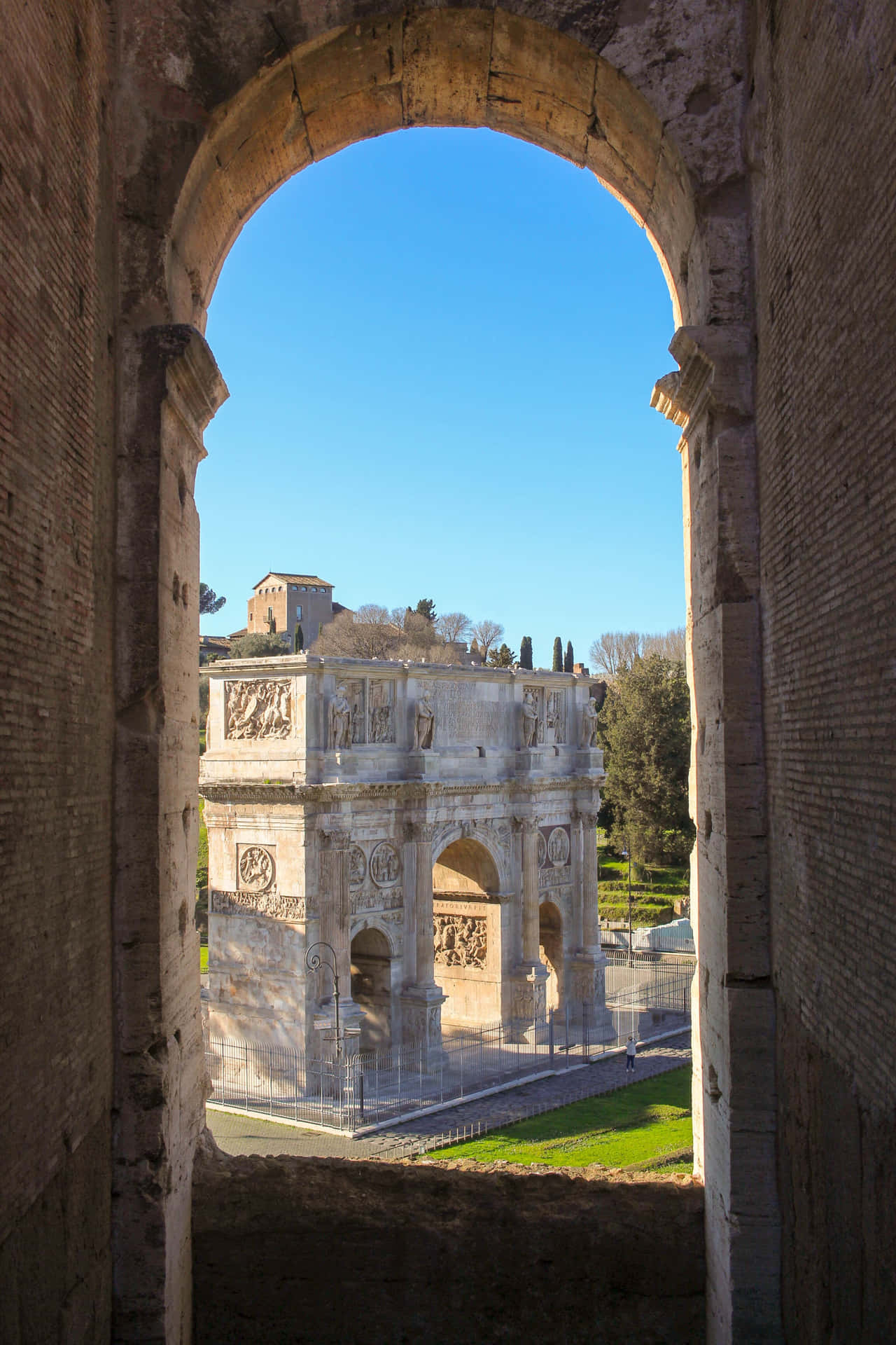 Arch Of Constantine From A Window Background