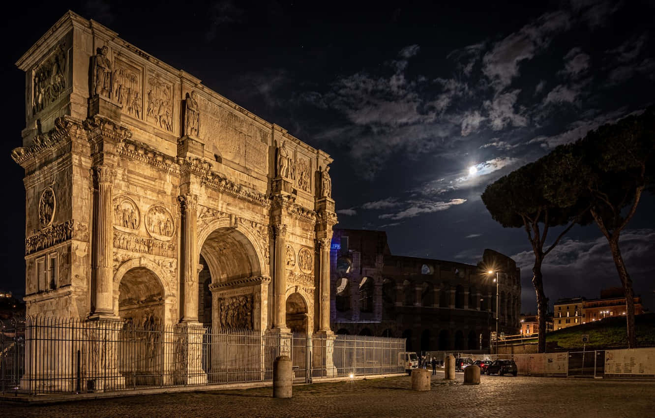 Arch Of Constantine In The Evening Background