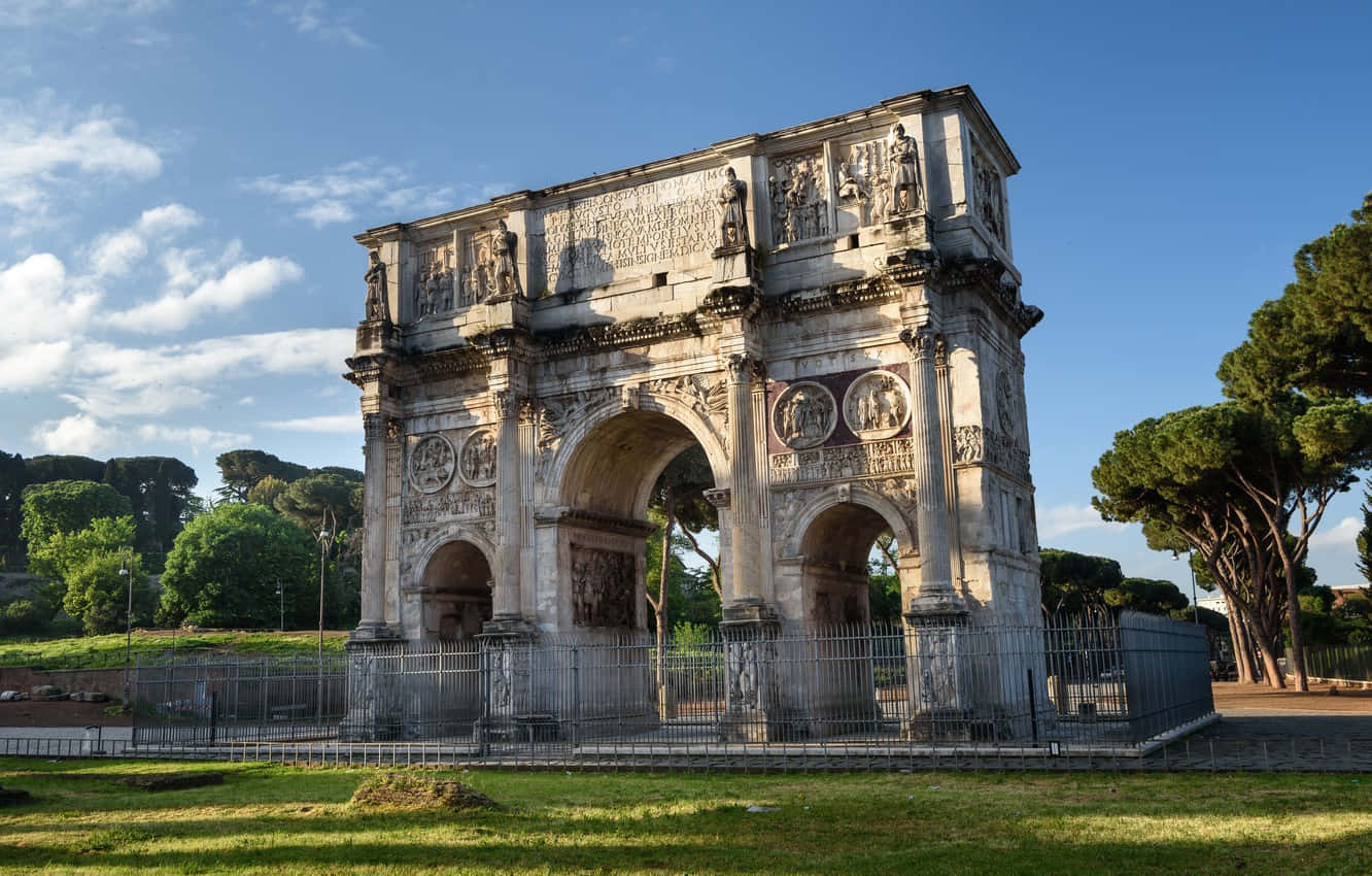 Arch Of Constantine Landmark In Rome Background