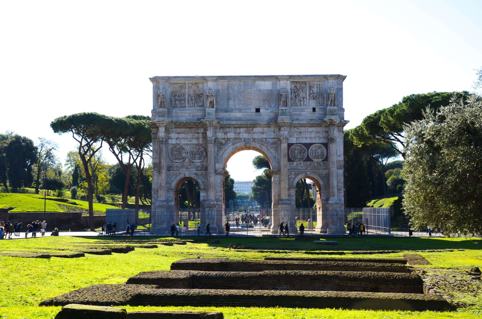 Arch Of Constantine Surrounded By Greenery Background