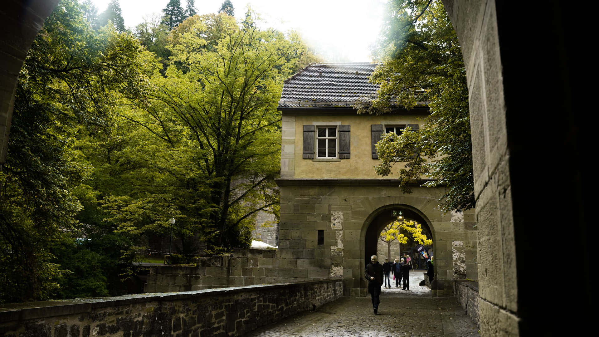 Arched Walkway In Heidelberg Castle Background