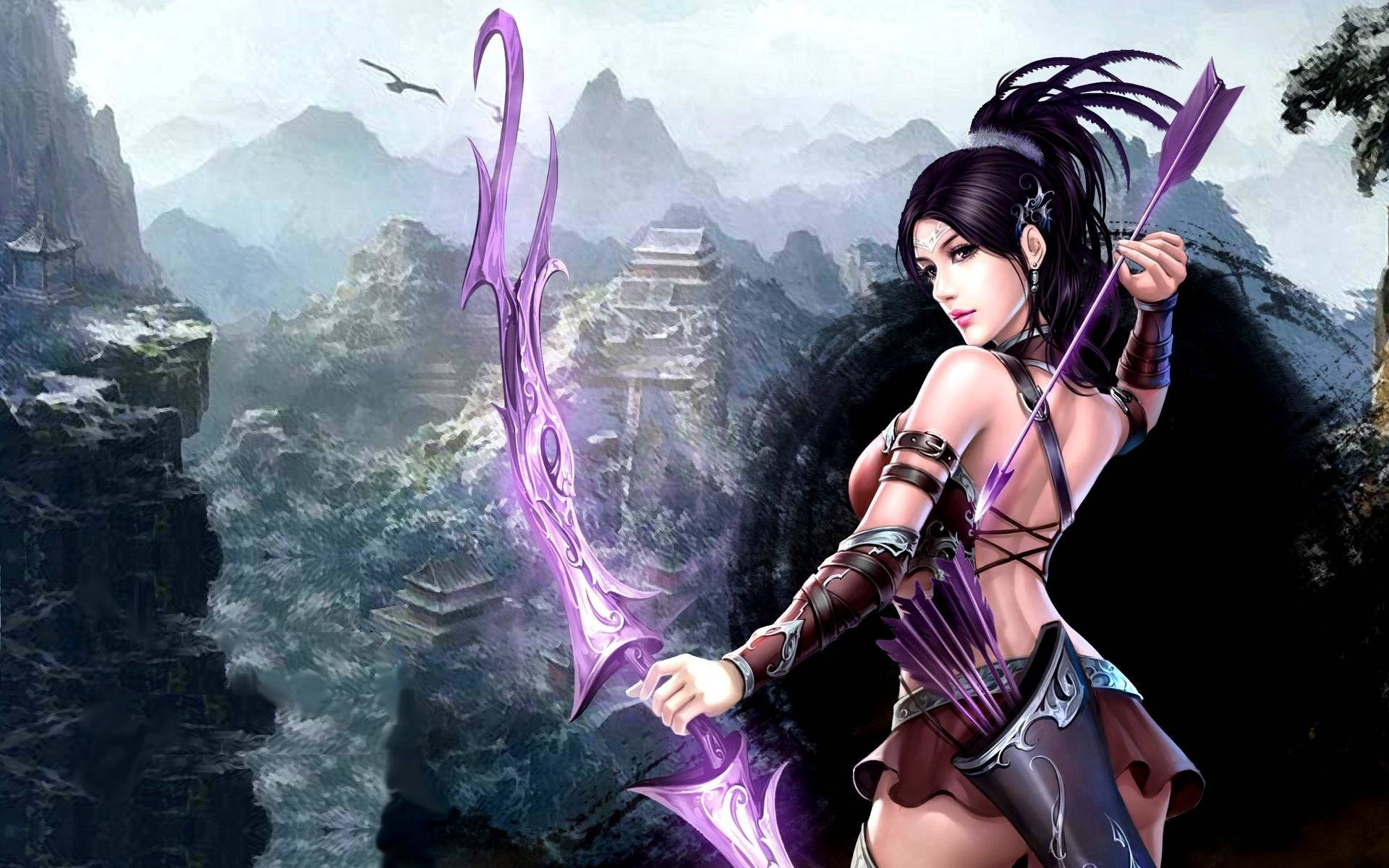 Archery Female Warrior Digital Art Background