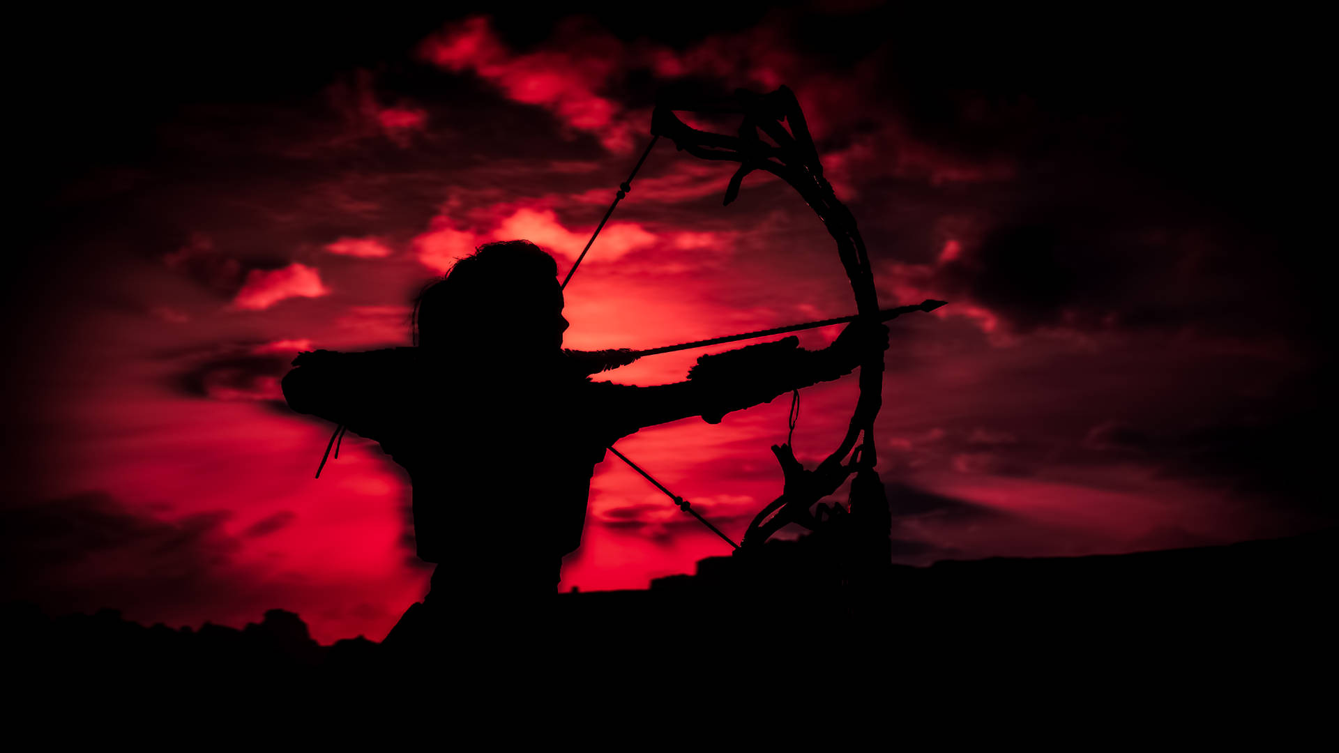 Archery Red Silhouette Background