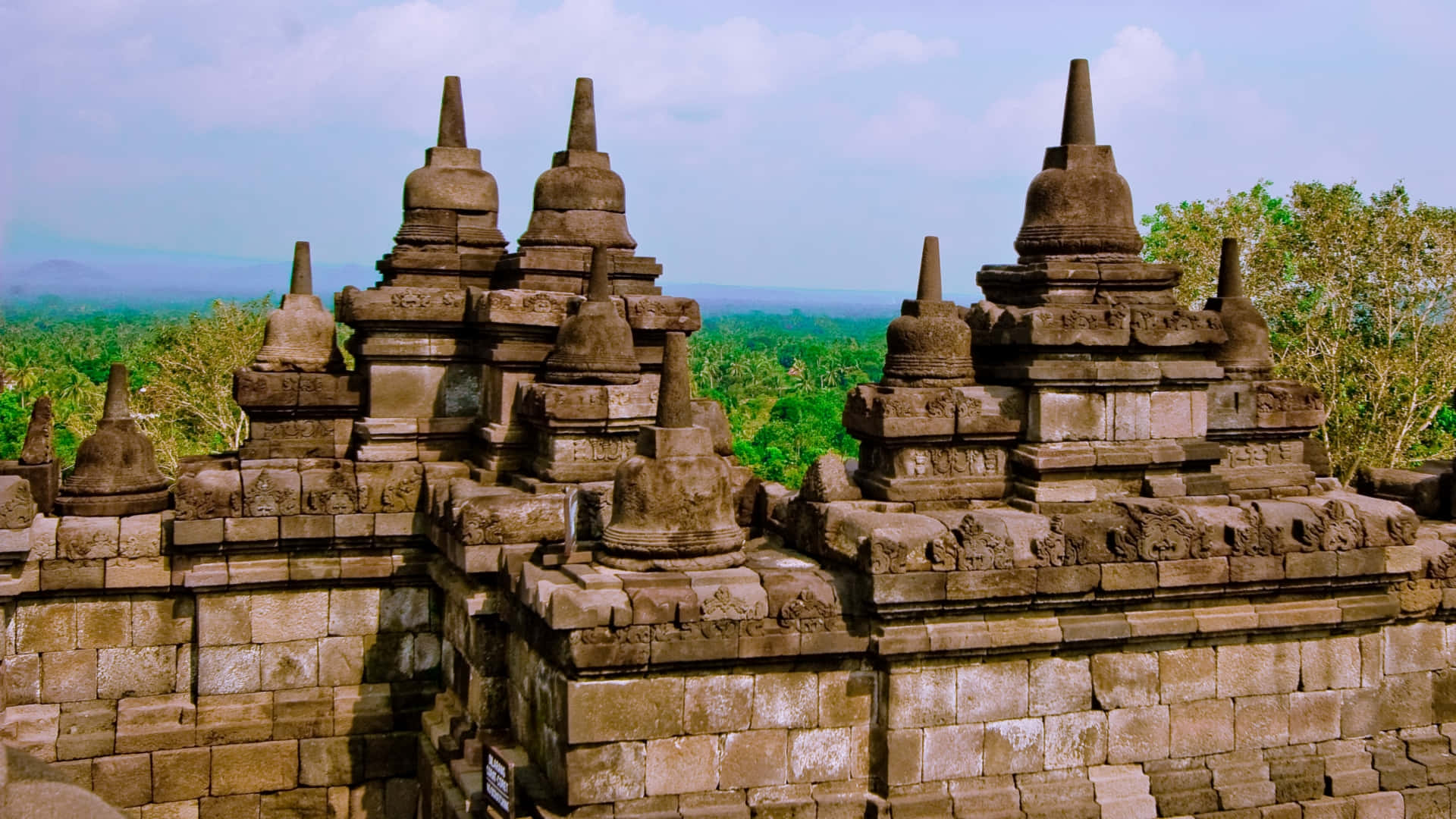 Architectural Features In Borobudur Temple Background