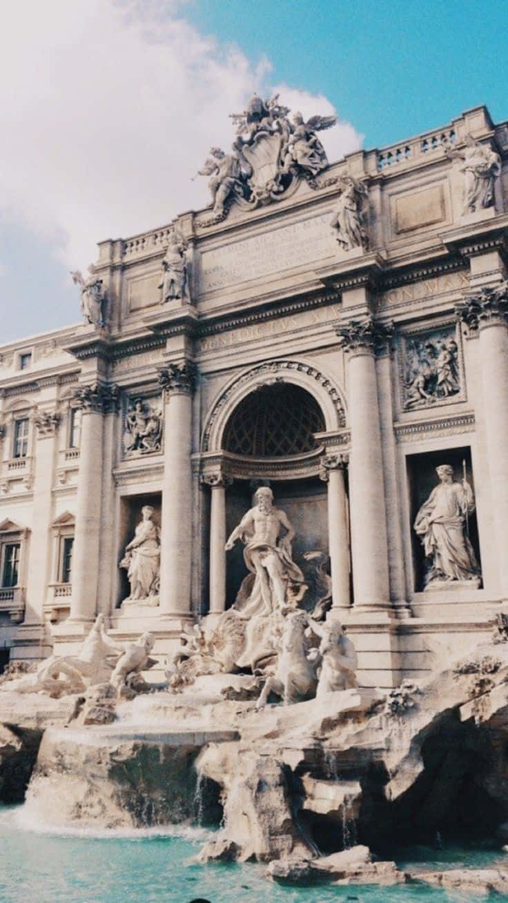 Architectural Structure Of Trevi Fountain Background