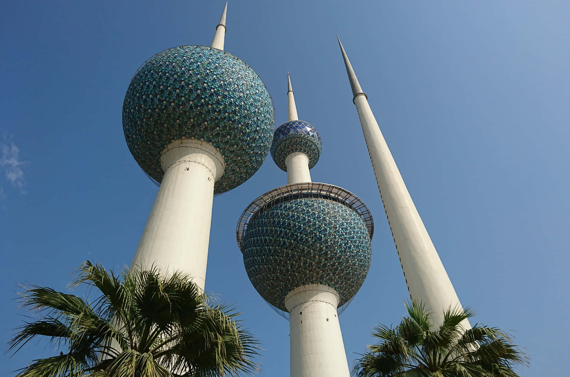Architecture Of Kuwait Towers Beneath Sky Background