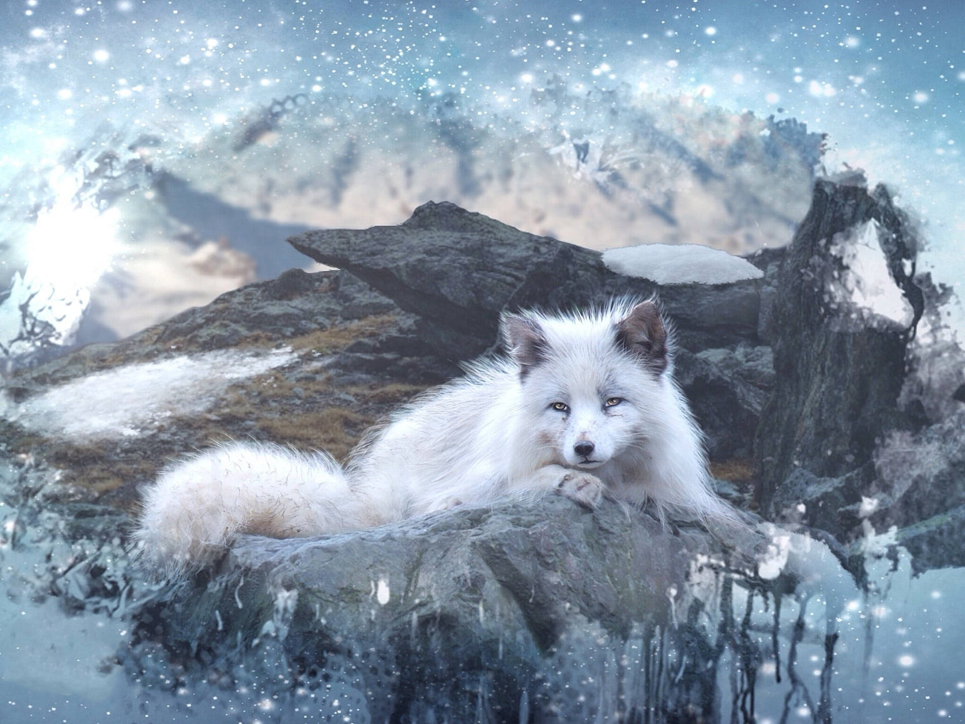 Arctic Fox Artwork Background