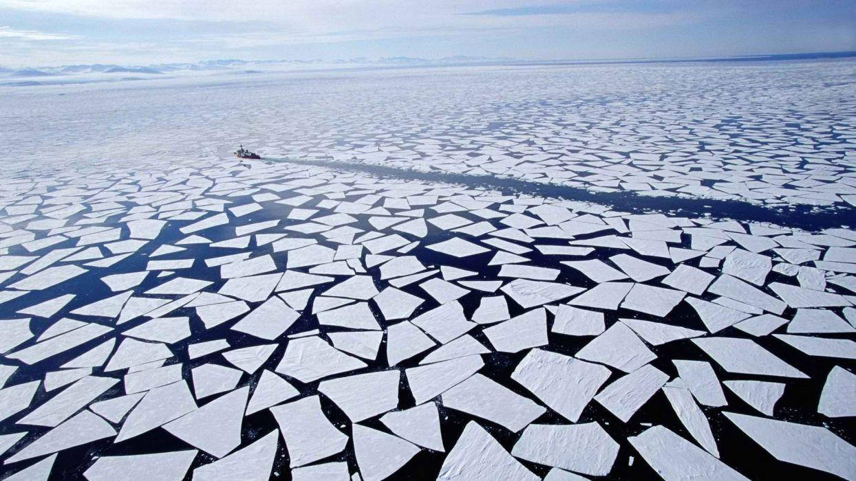 Arctic Vast Ocean With Ice Background