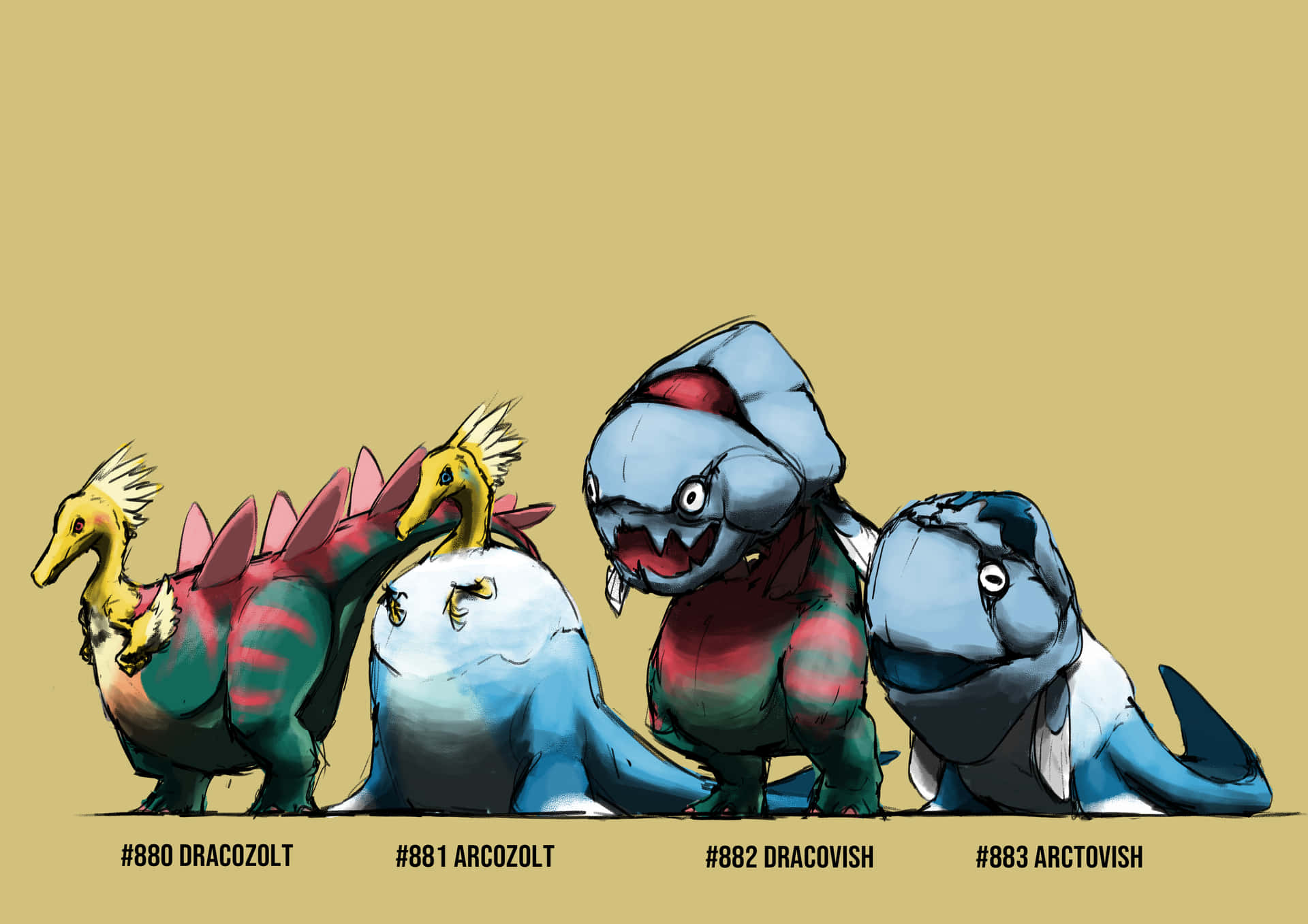 Arctovish With Dracozolt, Arcozolt, And Dracovish