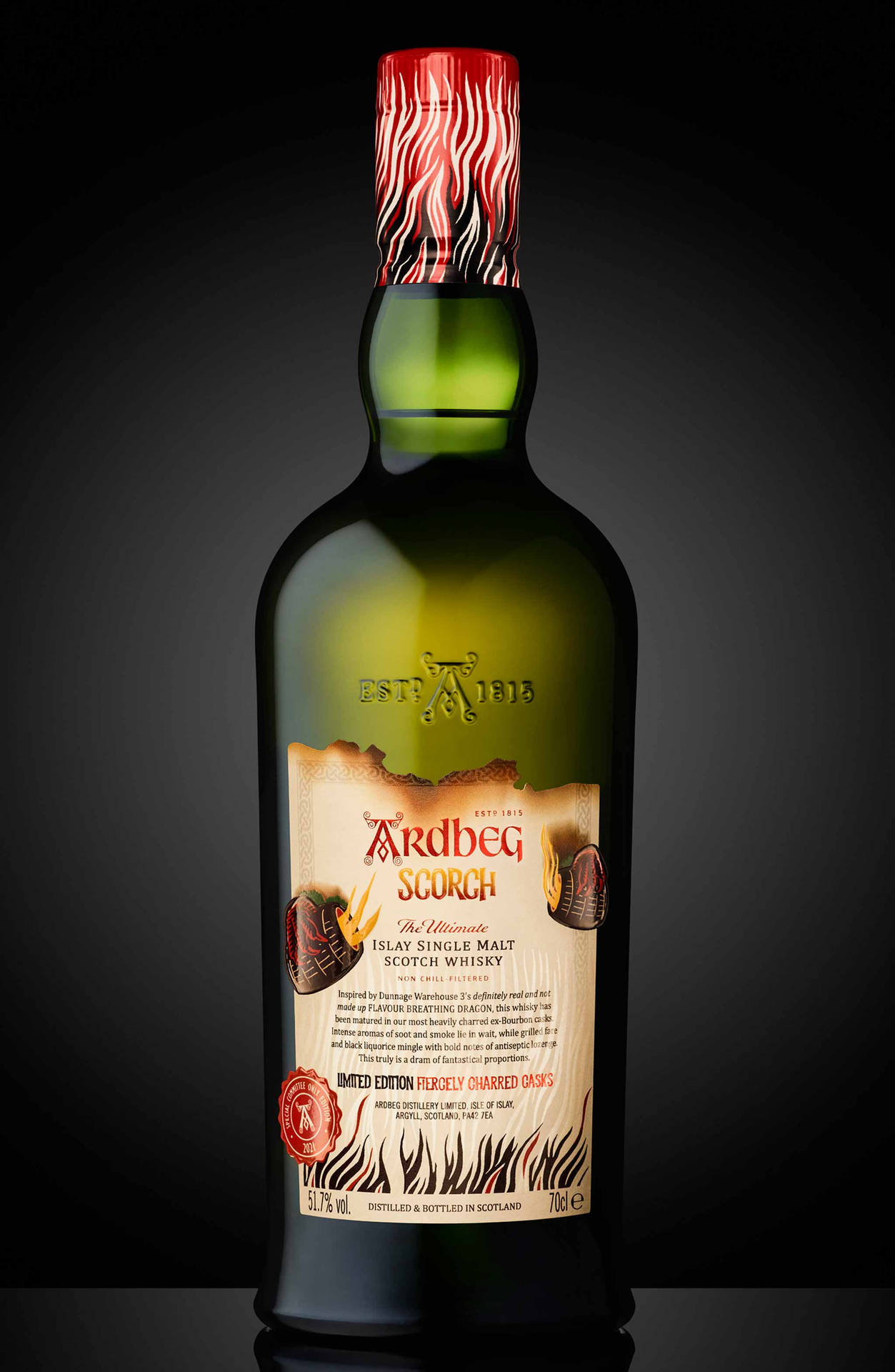 Ardbeg Scorch Whisky Bottle Background