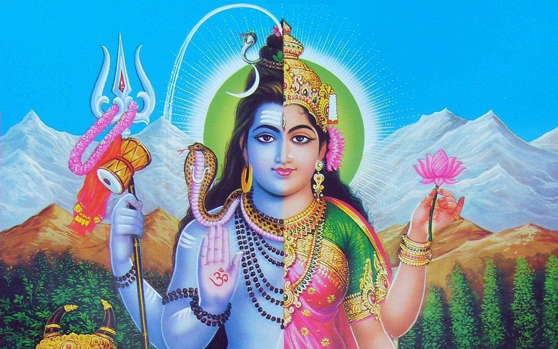 Ardhanarishvara Shiva Parvati Art Background