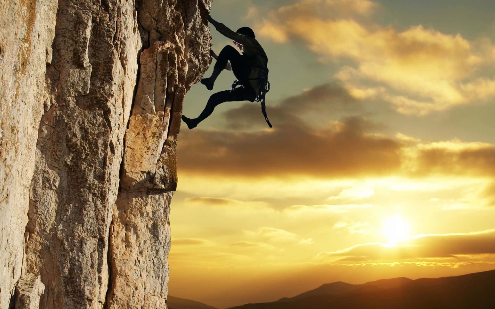 Arduous Climb During Sunset Background