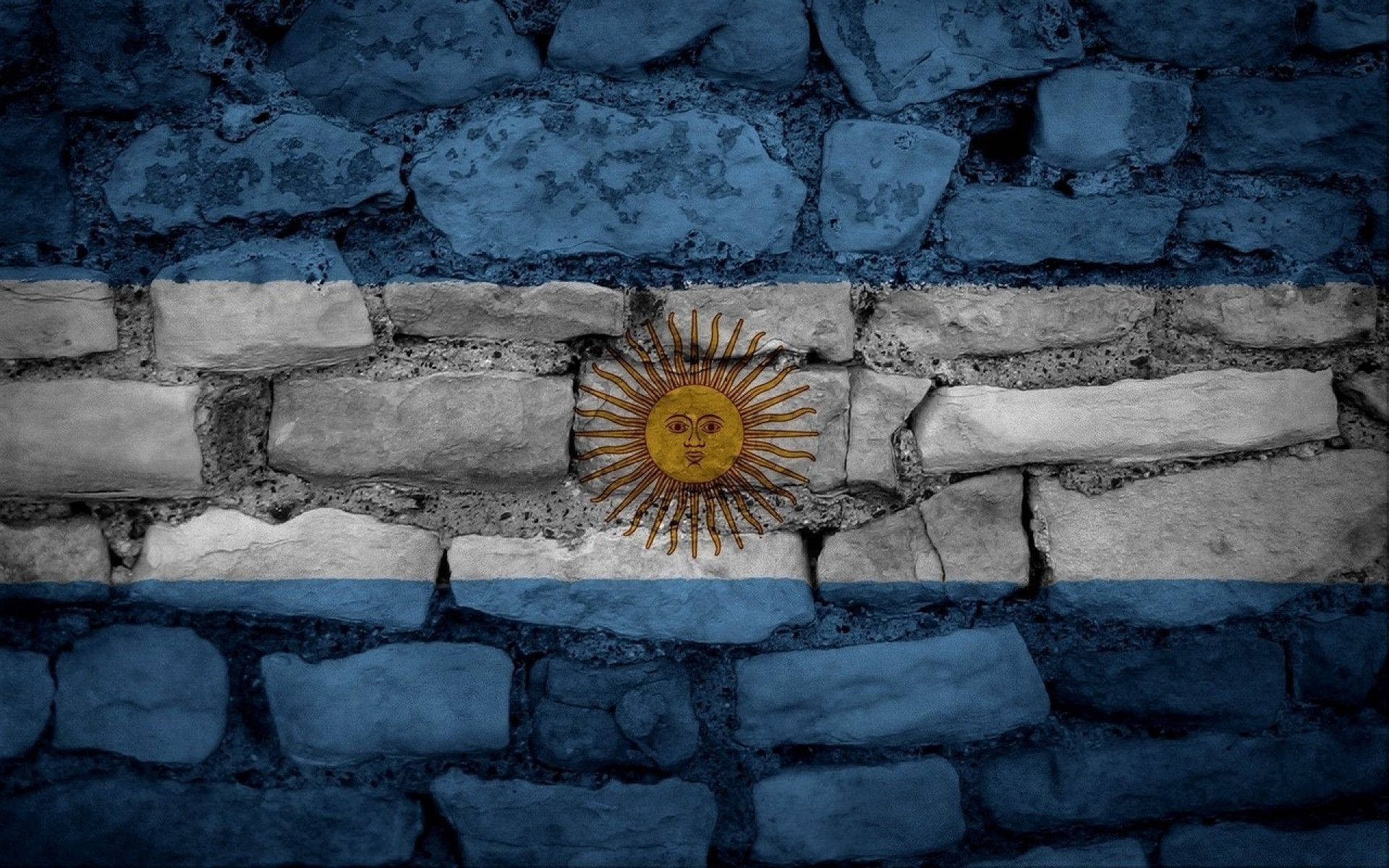 Argentina Flag Style In Stone Art Background