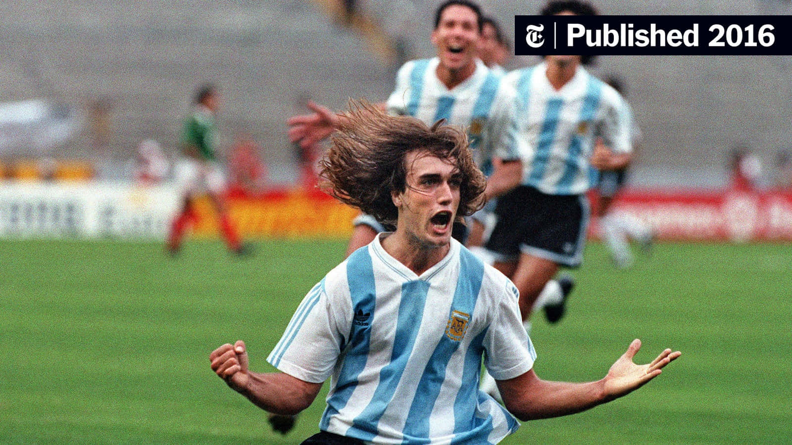 Argentina Football Player Gabriel Batistuta Celebrating Background