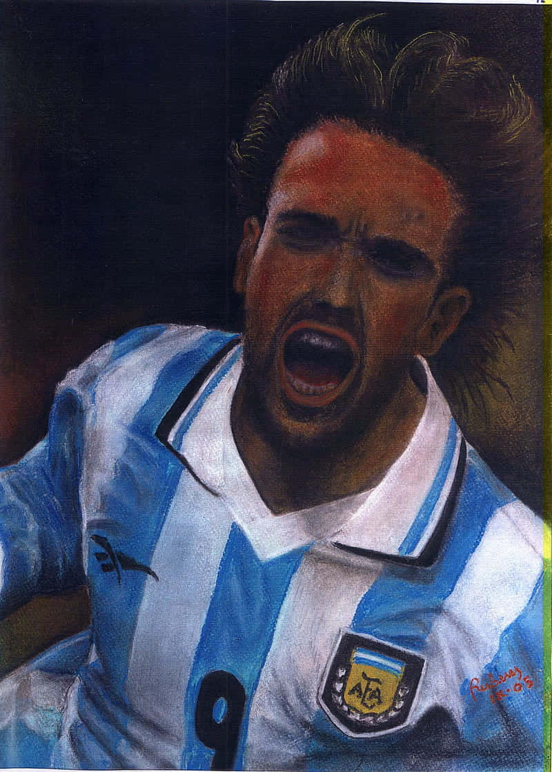 Argentina National Football Player Gabriel Batistuta Artwork Background