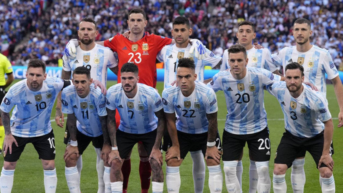 Argentina National Football Team Group On Field Background