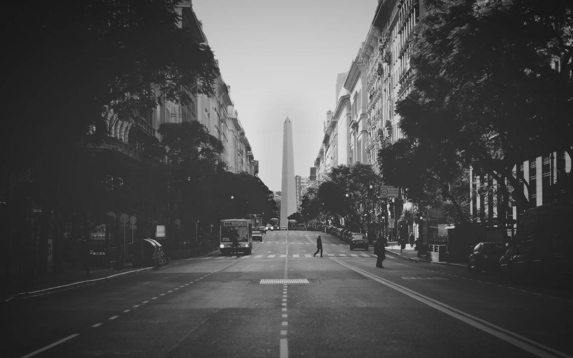 Argentina Obelisco Street Monochrome Background