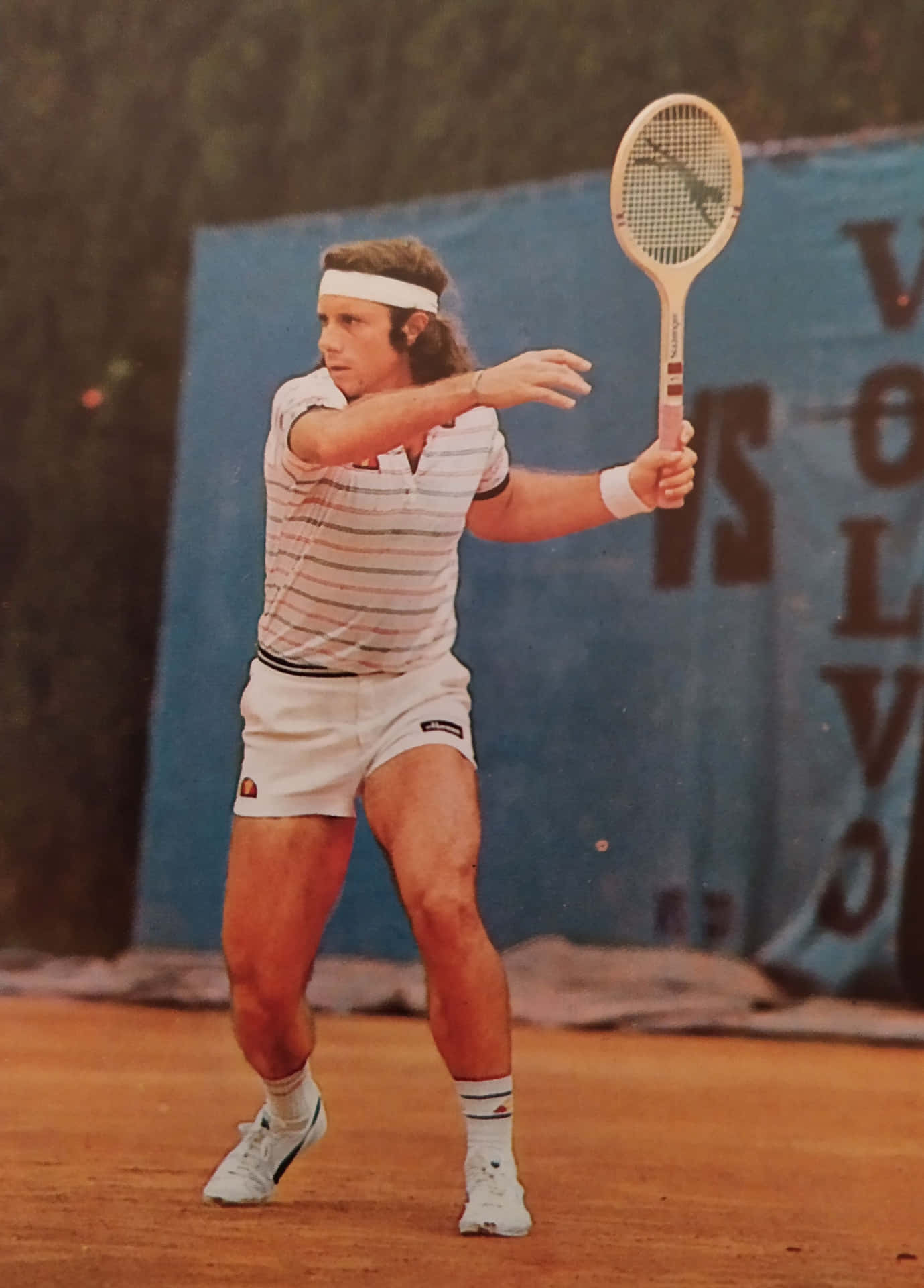 Argentine Tennis Legend Guillermo Vilas In Action At Us Open Background