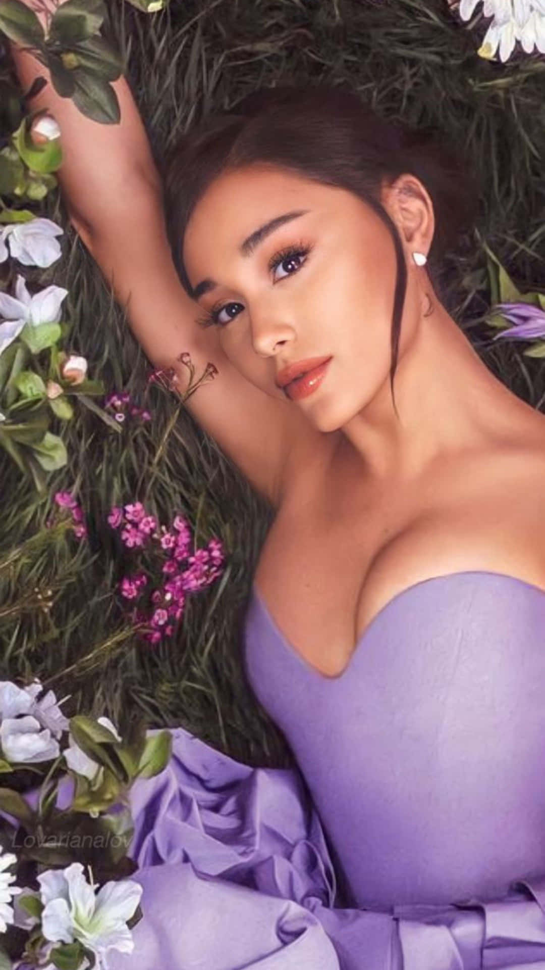 Ariana Grande Lavender Floral Backdrop Background