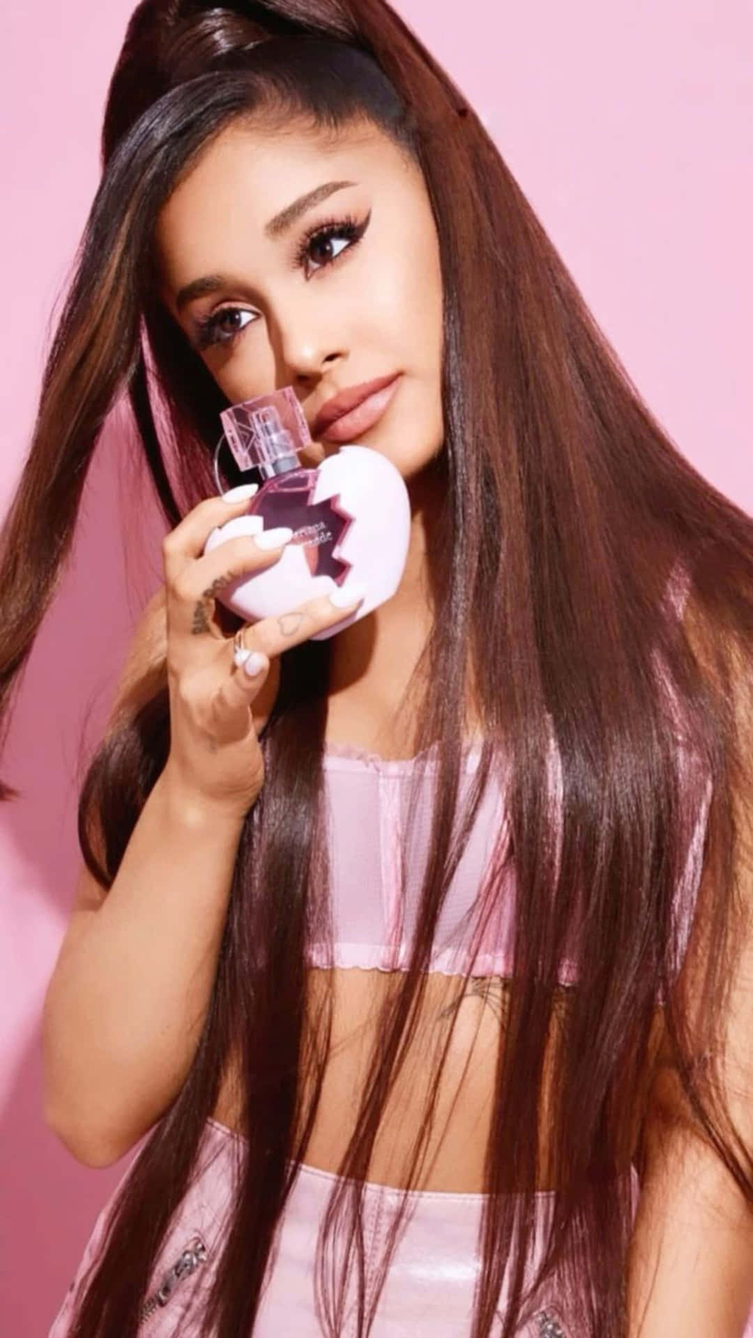 Ariana Grande Pink Perfume Promo Background