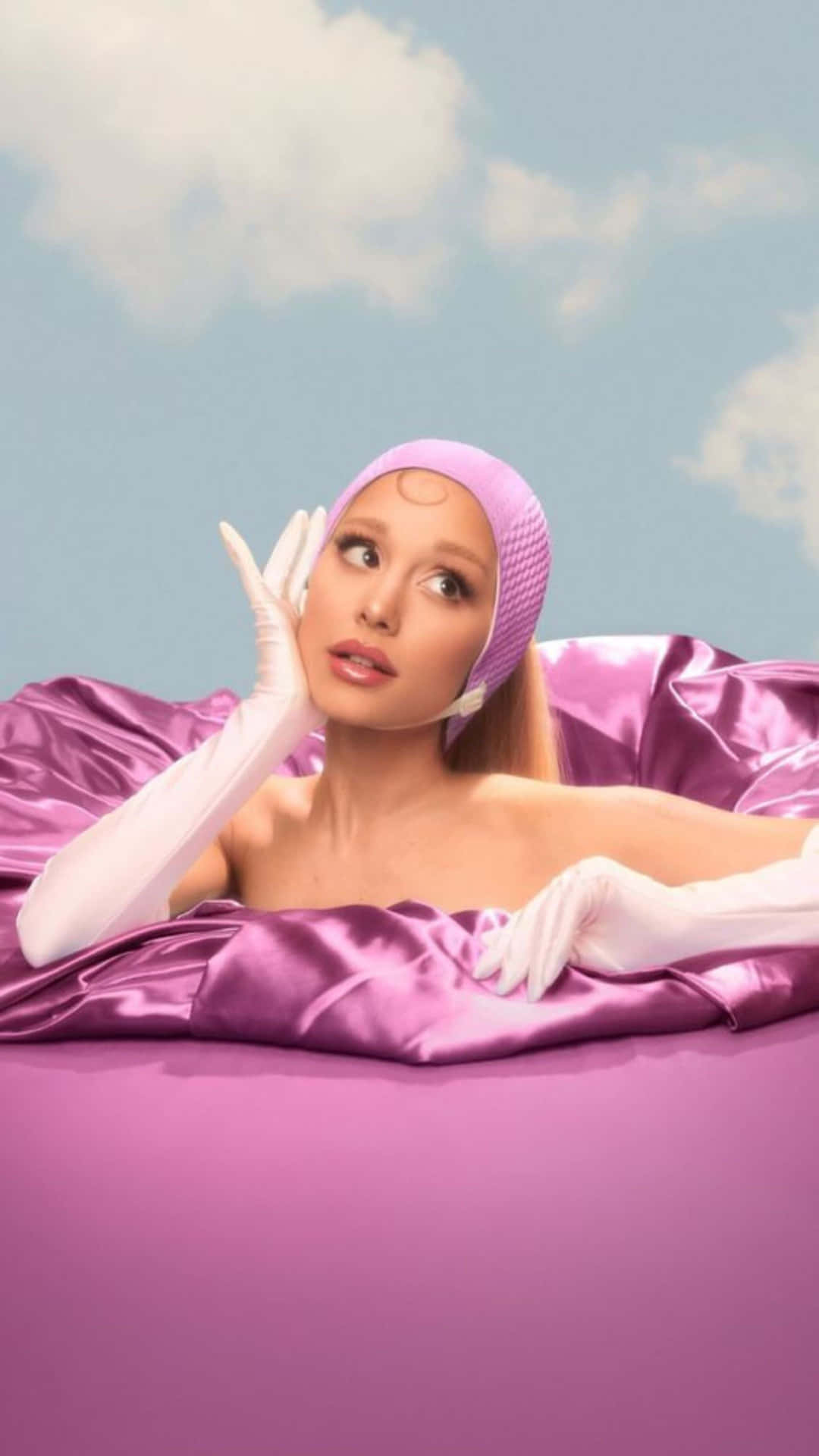 Ariana Grande Pink Swim Cap Background