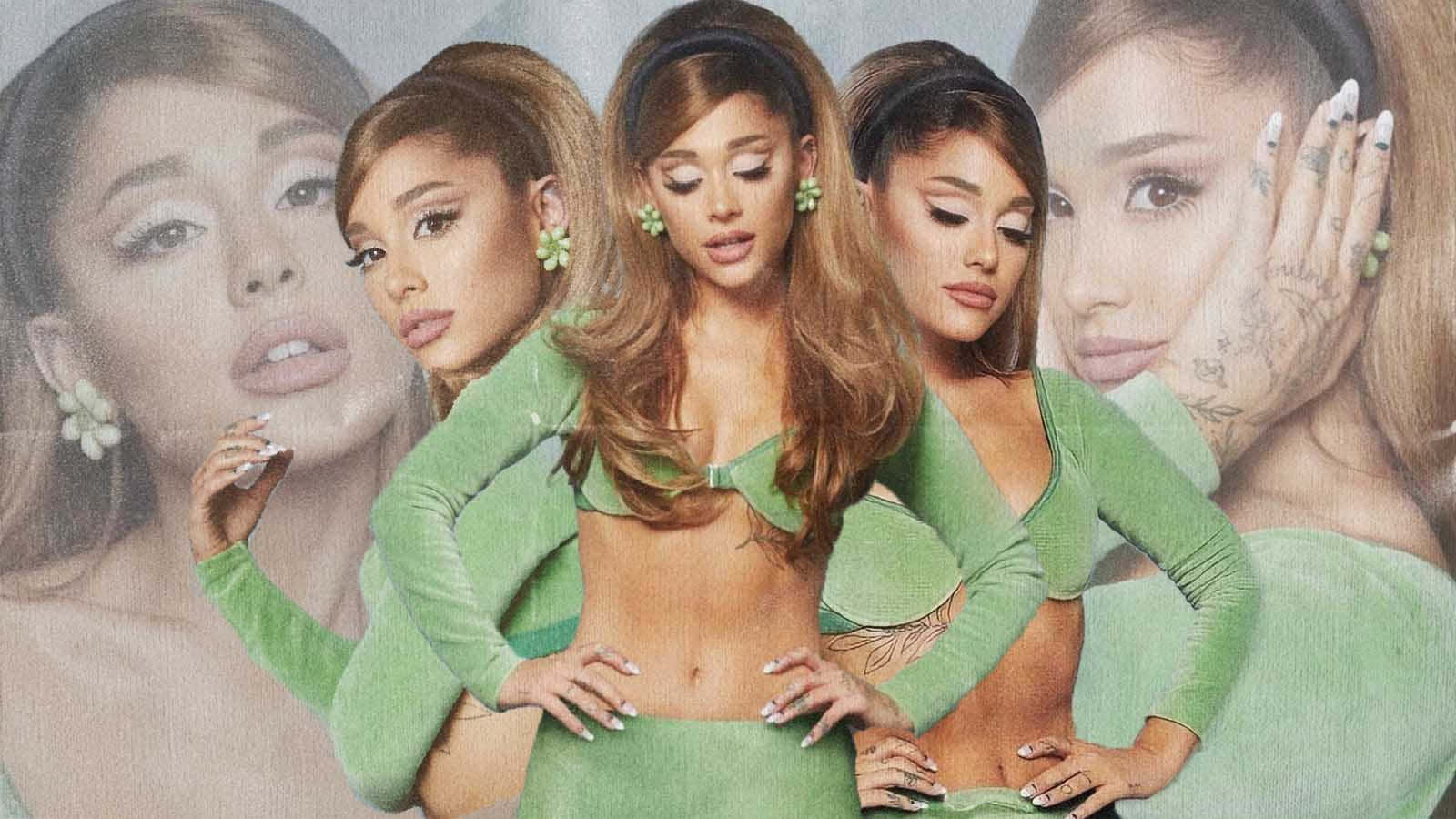 Ariana Grande Positions Multiple Poses Background
