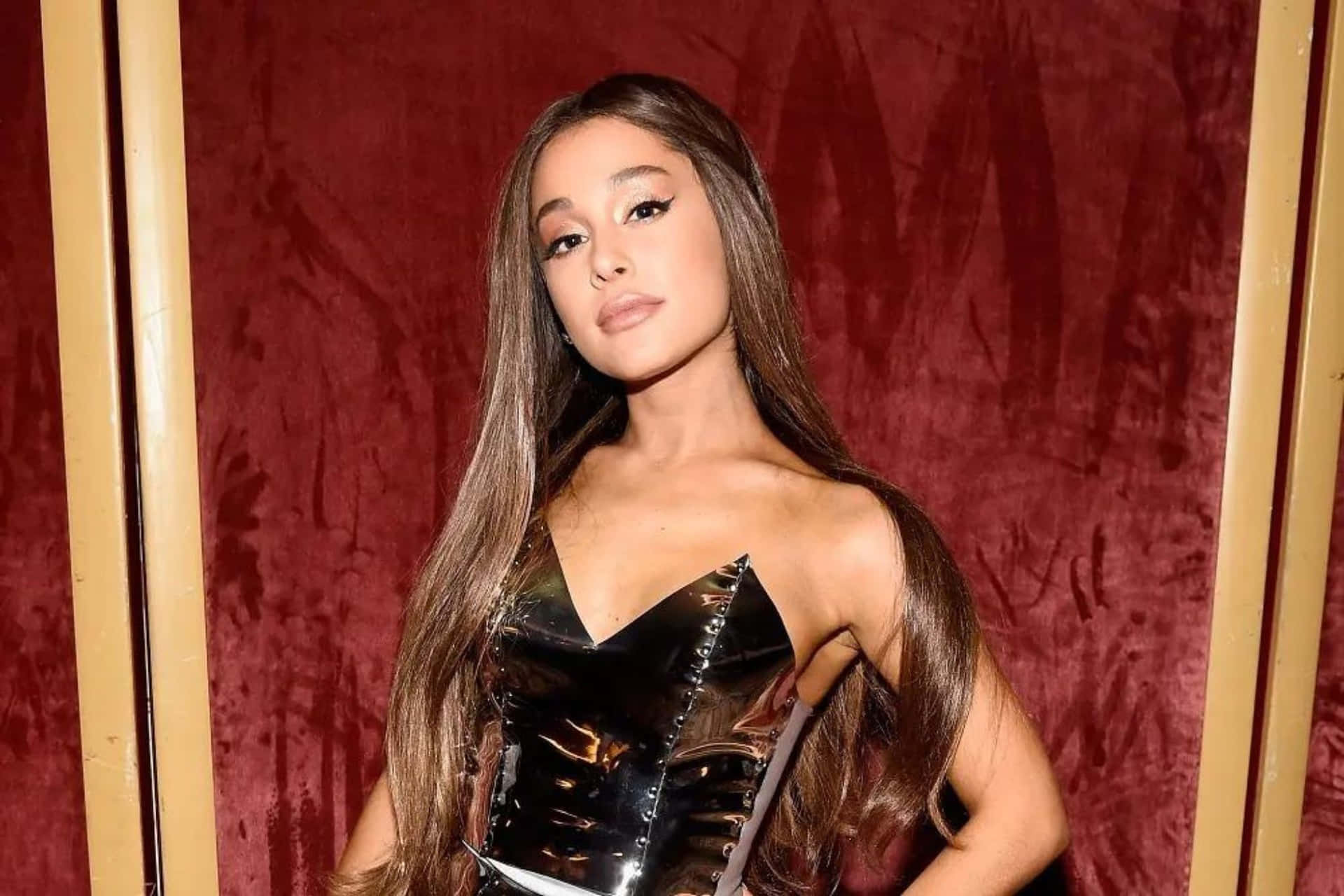 Ariana Grande Red Backdrop Background