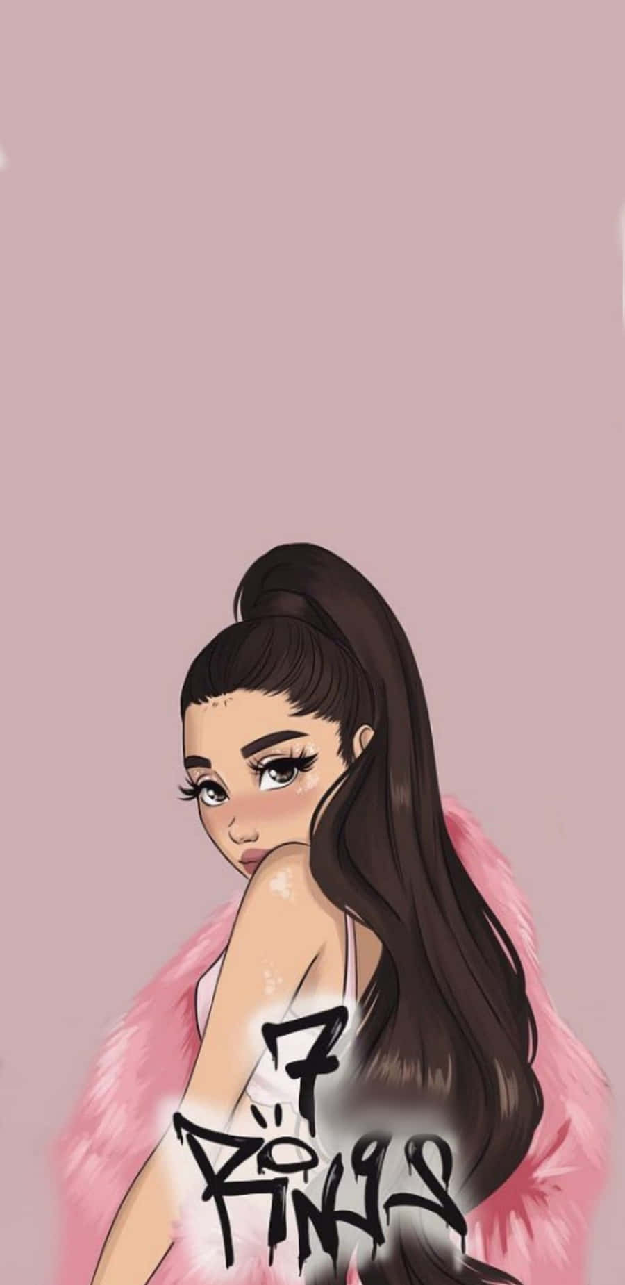Ariana Grande Wearing A Pink Dress In The Video Https://wallpapers.com/images/high/ariana-grande-7-rings-wallpaper-h6gyihph9pbhx3iu.webp Background