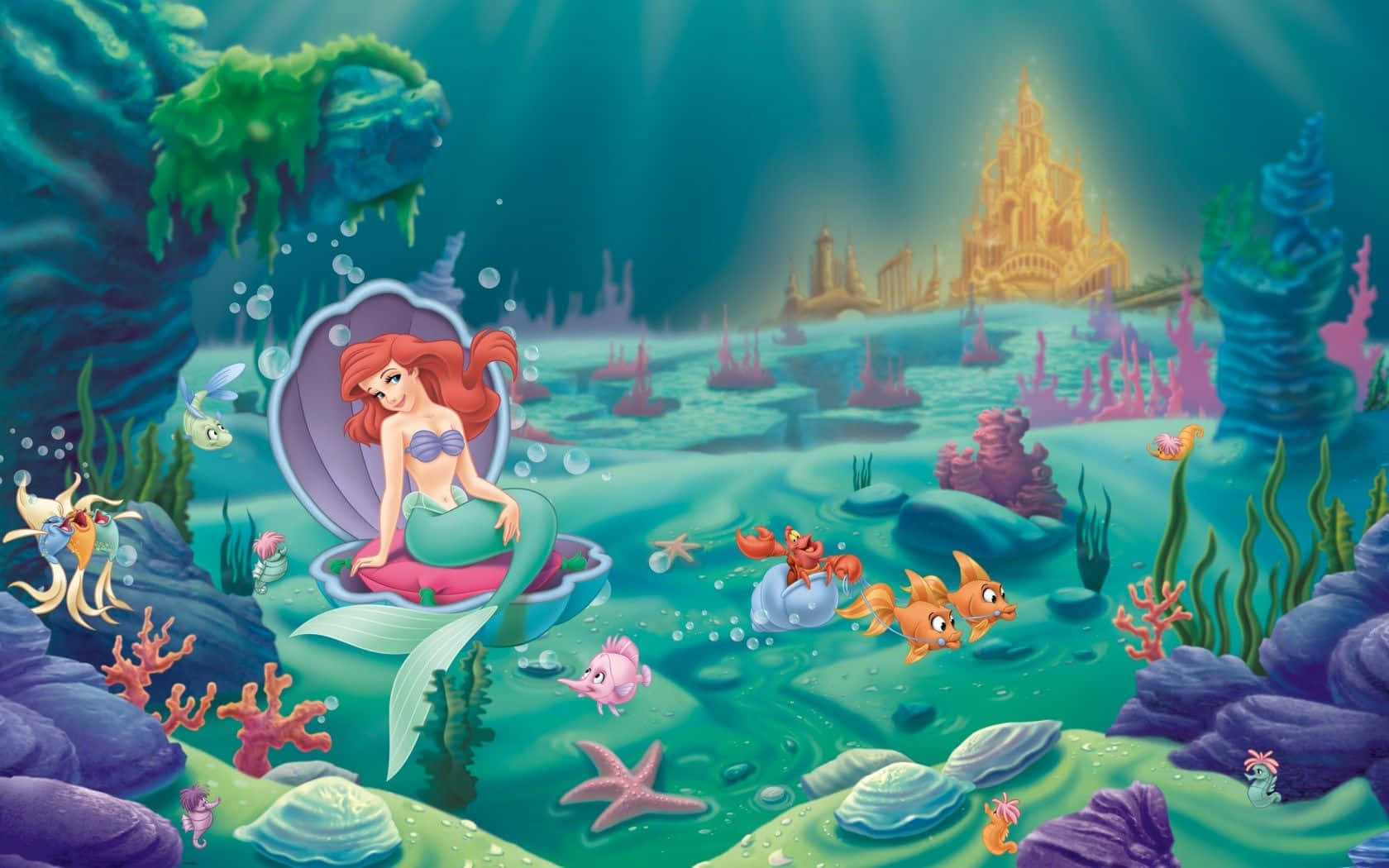 Ariel Against Atlantica From The Little Mermaid Background