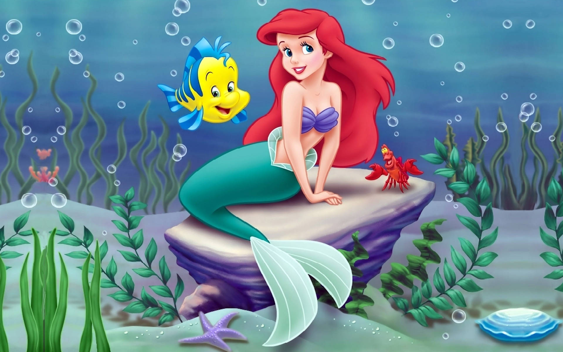Ariel And Flounder Background