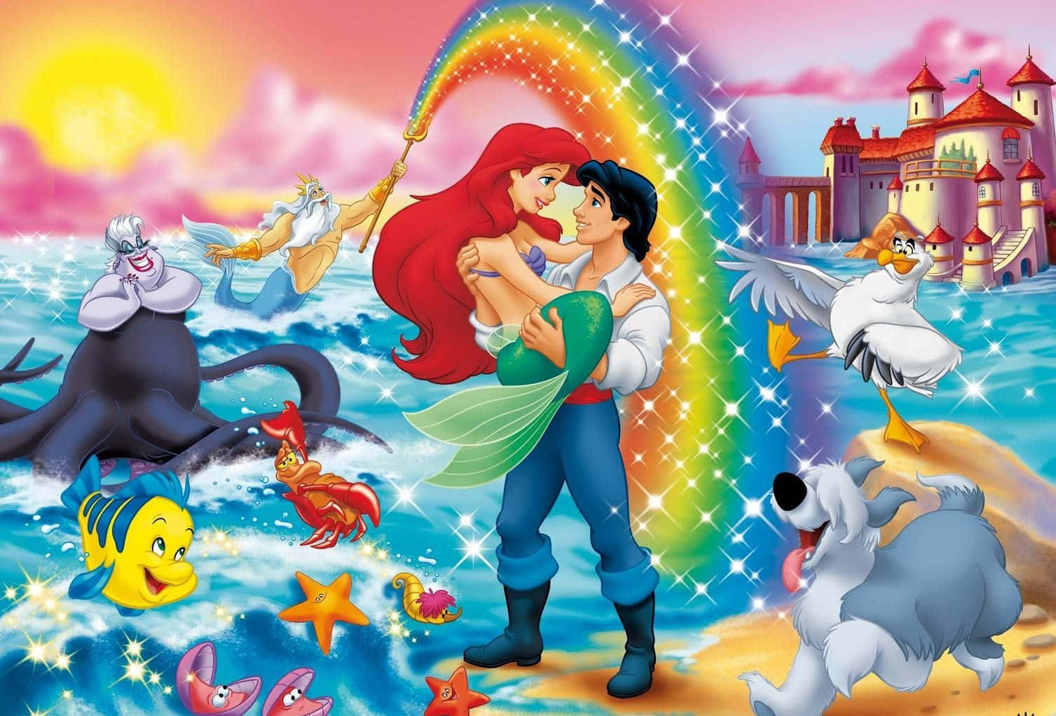 Ariel From Disney's The Little Mermaid Bringing Joy And Adventure Background