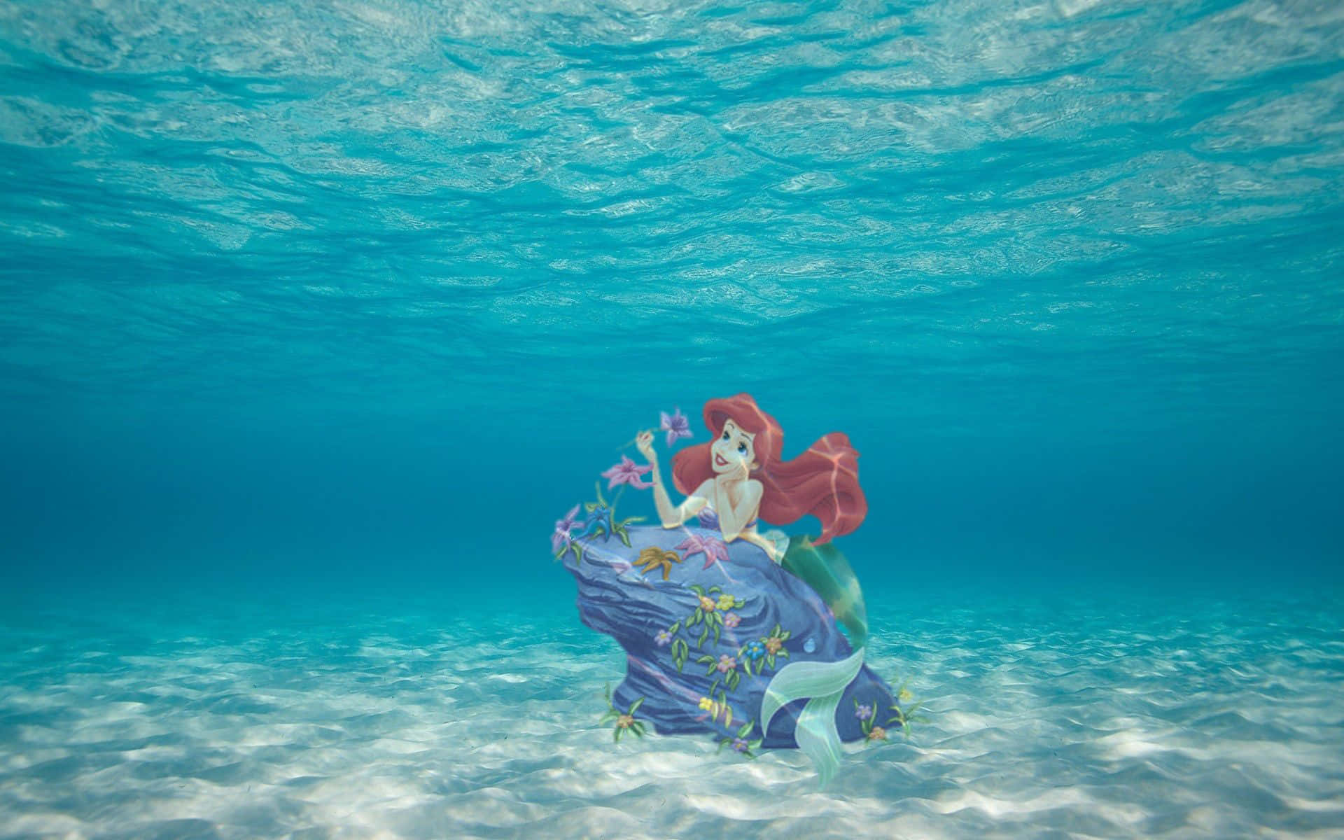 Ariel In The Ocean With A Boat Background