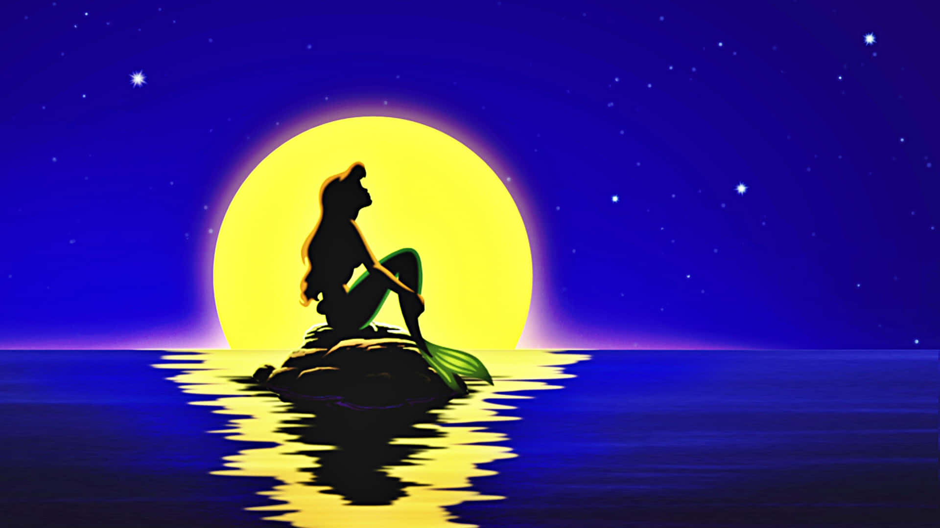 Ariel Silhouette From The Little Mermaid Background