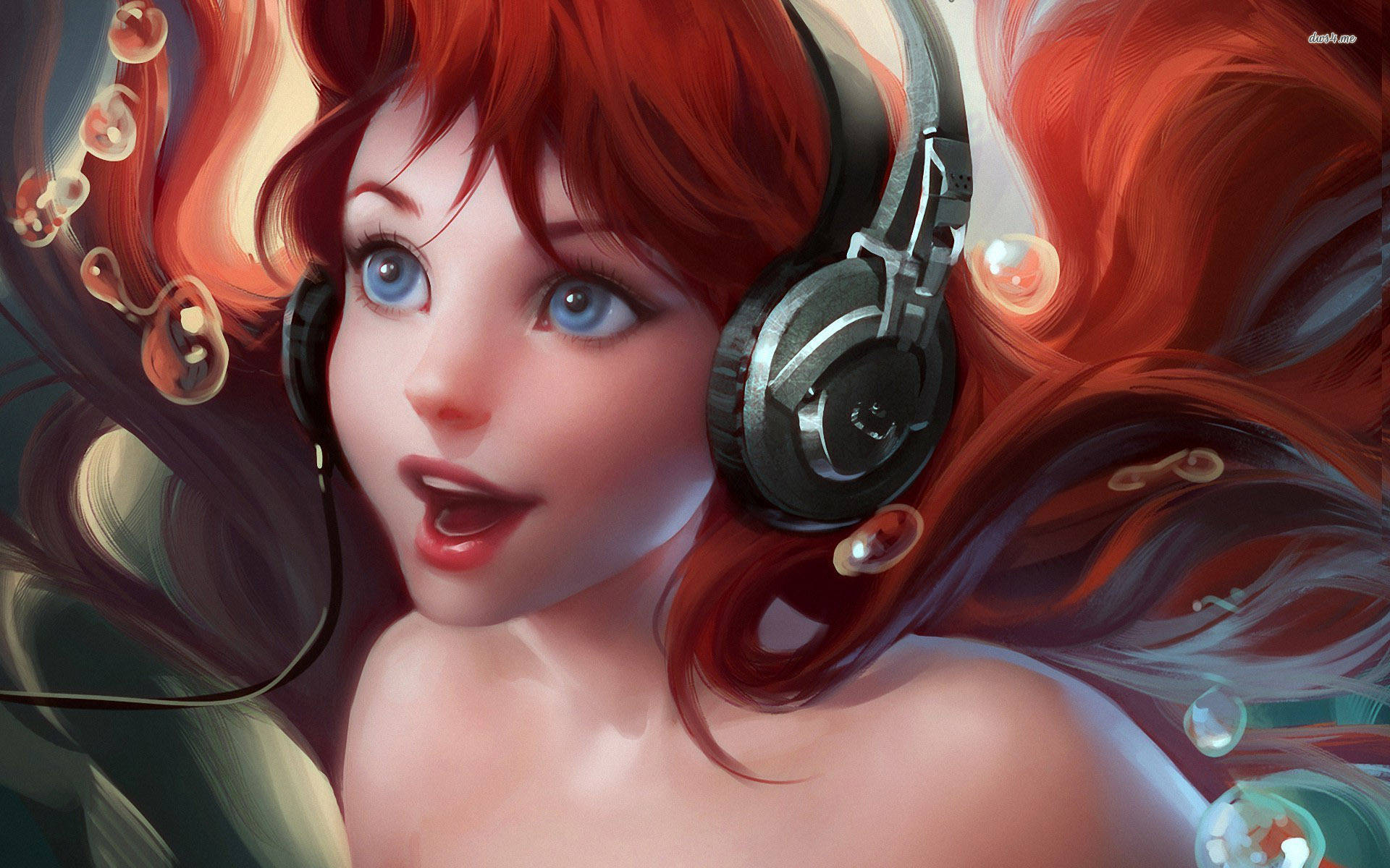 Ariel Singing With Headphone Background