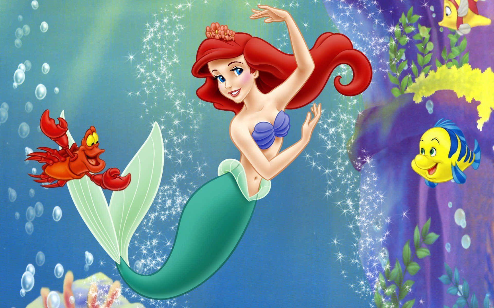 Ariel The Little Mermaid Explores The Unfathomed Depths Background