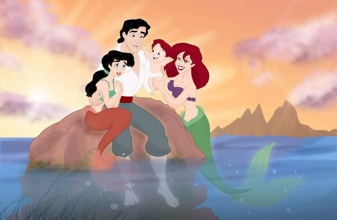 Ariel, The Little Mermaid, Finds Treasure In Under The Sea Background