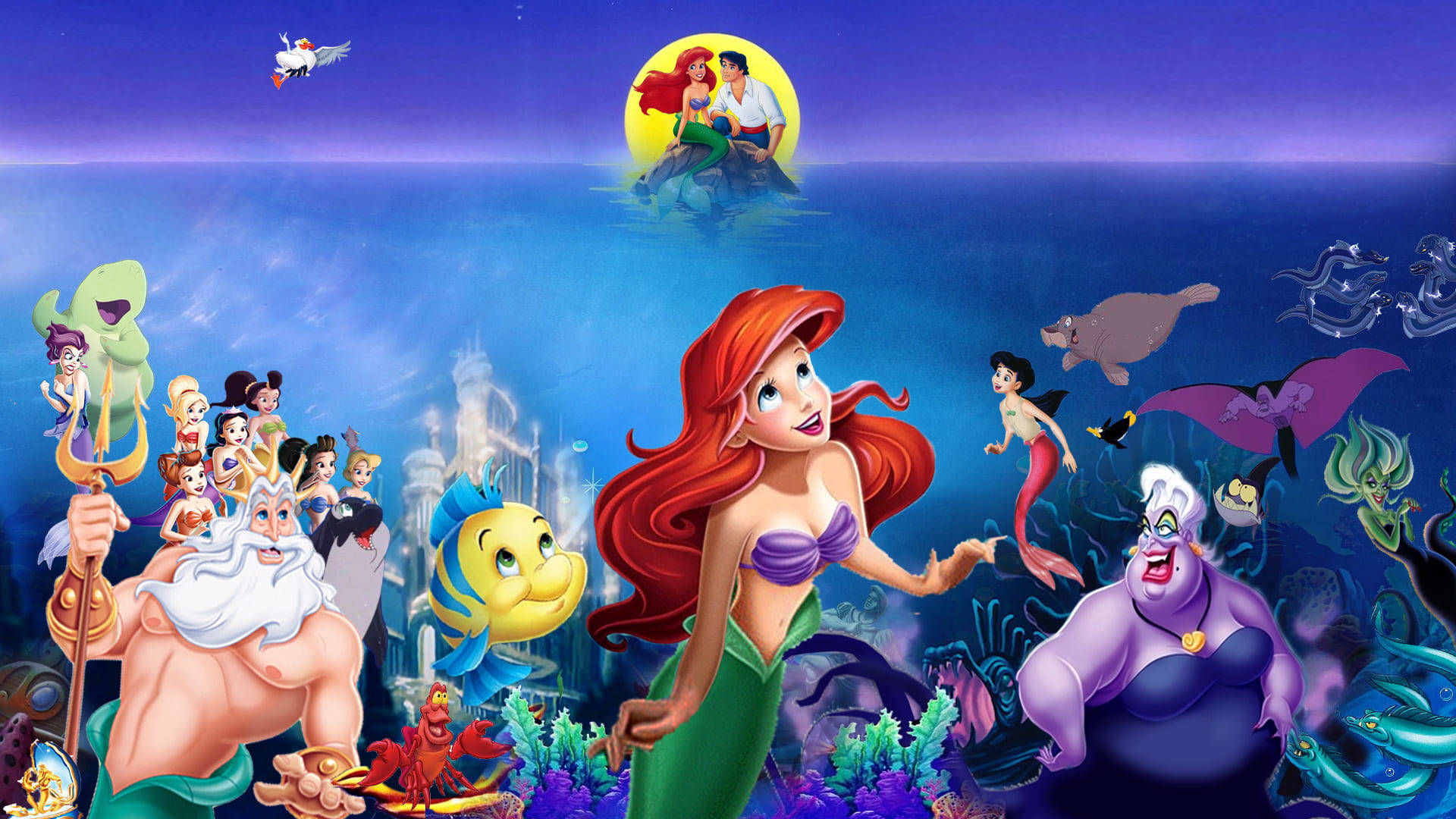 Ariel With Movie Cast Background