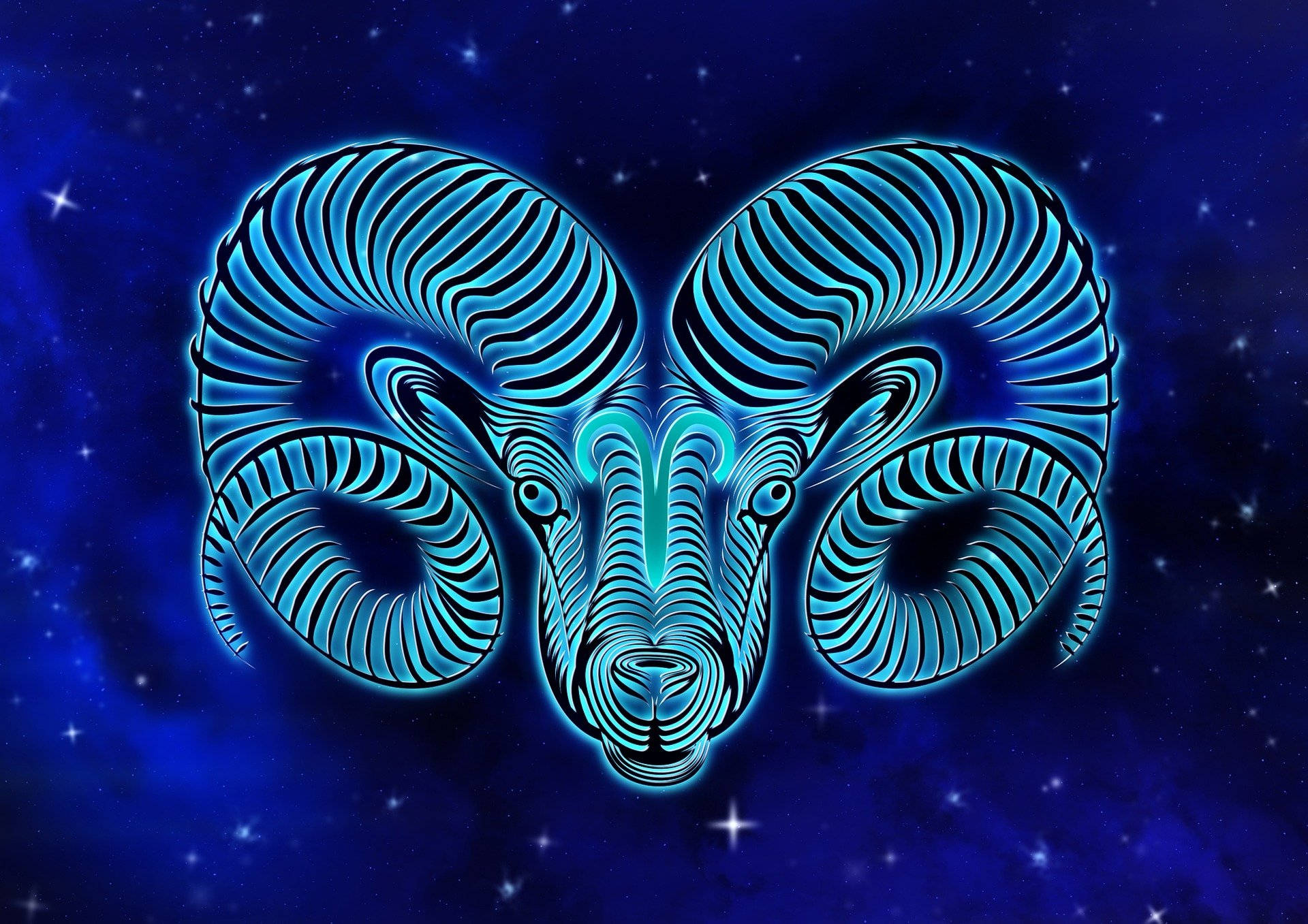 Aries Aesthetic Psychedelic Blue Space Background