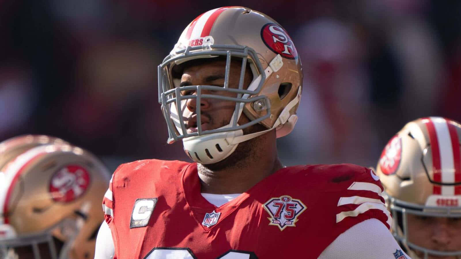 Arik Armstead In San Francisco 49ers Versus Miami Dolphins Background