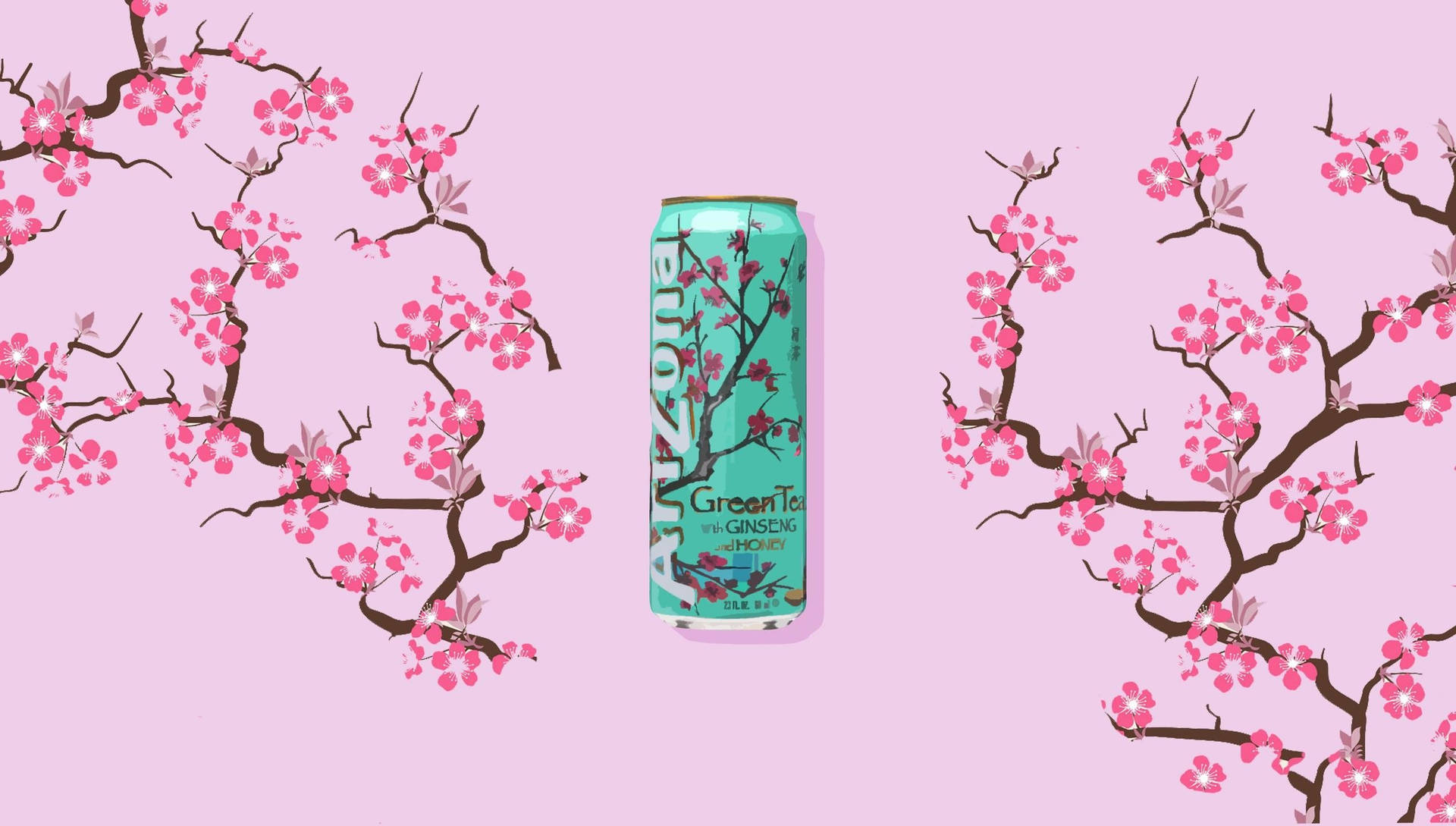Arizona Can Cherry Blossoms Vaporwave Desktop Background
