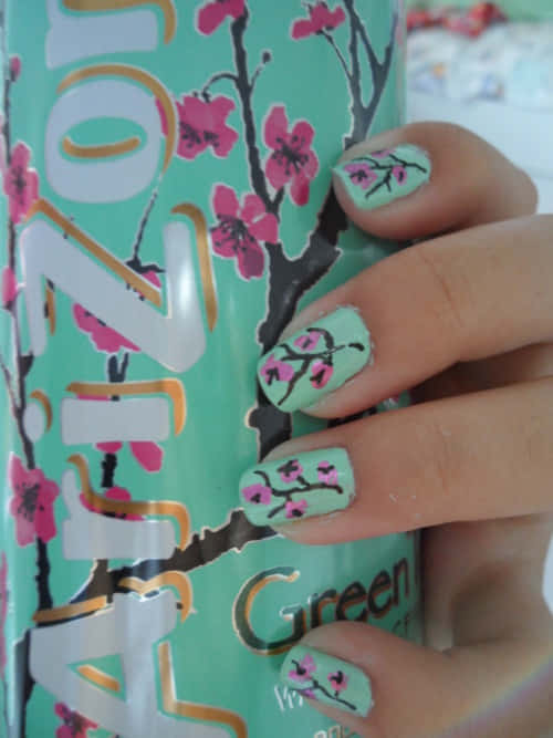 Arizona Cherry Blossom Nail Art Background