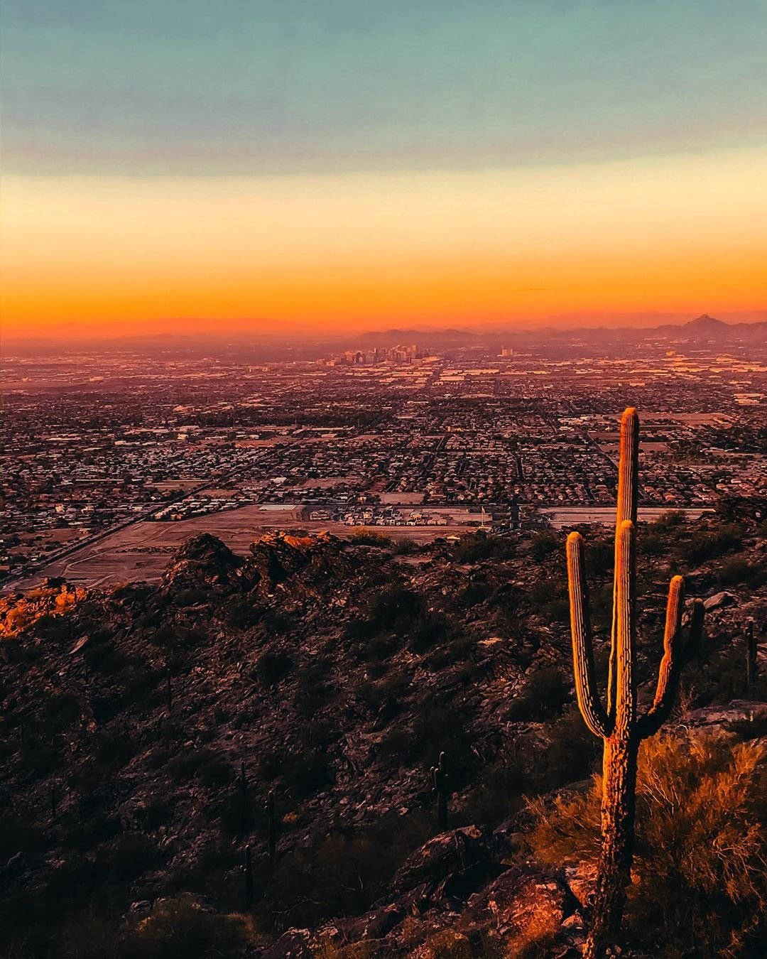 Arizona Desert During Sunset Background
